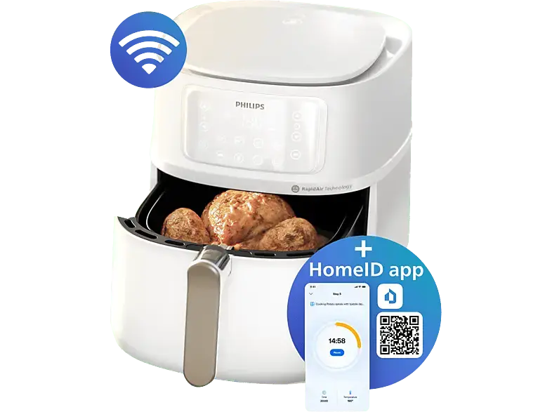 Philips HD9285/00 5000 Series XXL Hei&szlig;luftfritteuse 7,2 l, 2000 Watt, Wei&szlig;