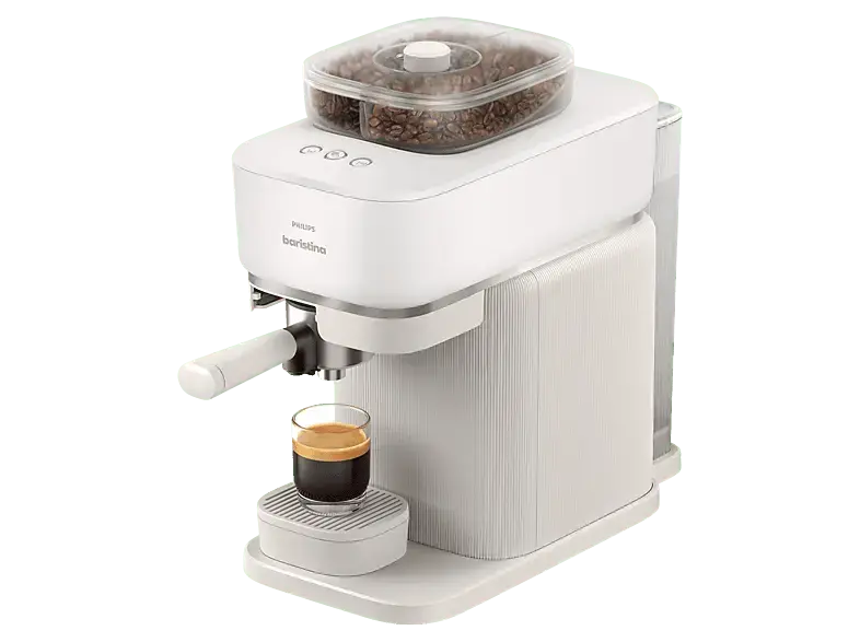 Philips bar320/00 Baristina mit Bean swap Espressomaschine mit Siebtr&auml;ger (integriertes Mahlwerk mit dualem Bohnenbeh&auml;lter, 16 bar, Naturwei&szlig;)