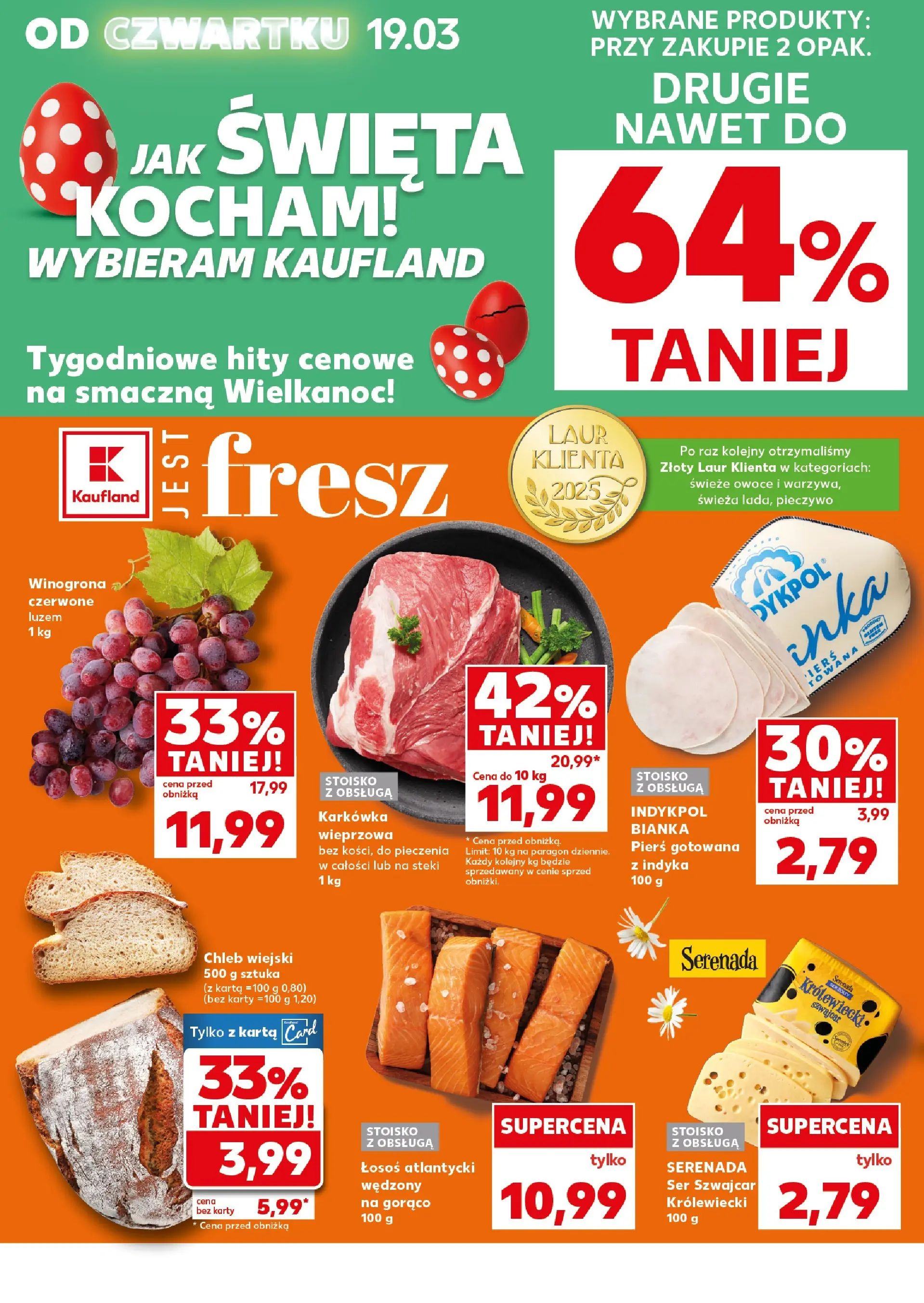 Kaufland - Kaufland Mocny Start ważne do 25.03 od 22.03.2026 - od jutra PDF | Strona: 6 | Produkty: Karta, Winogrona, Karkówka, Chleb