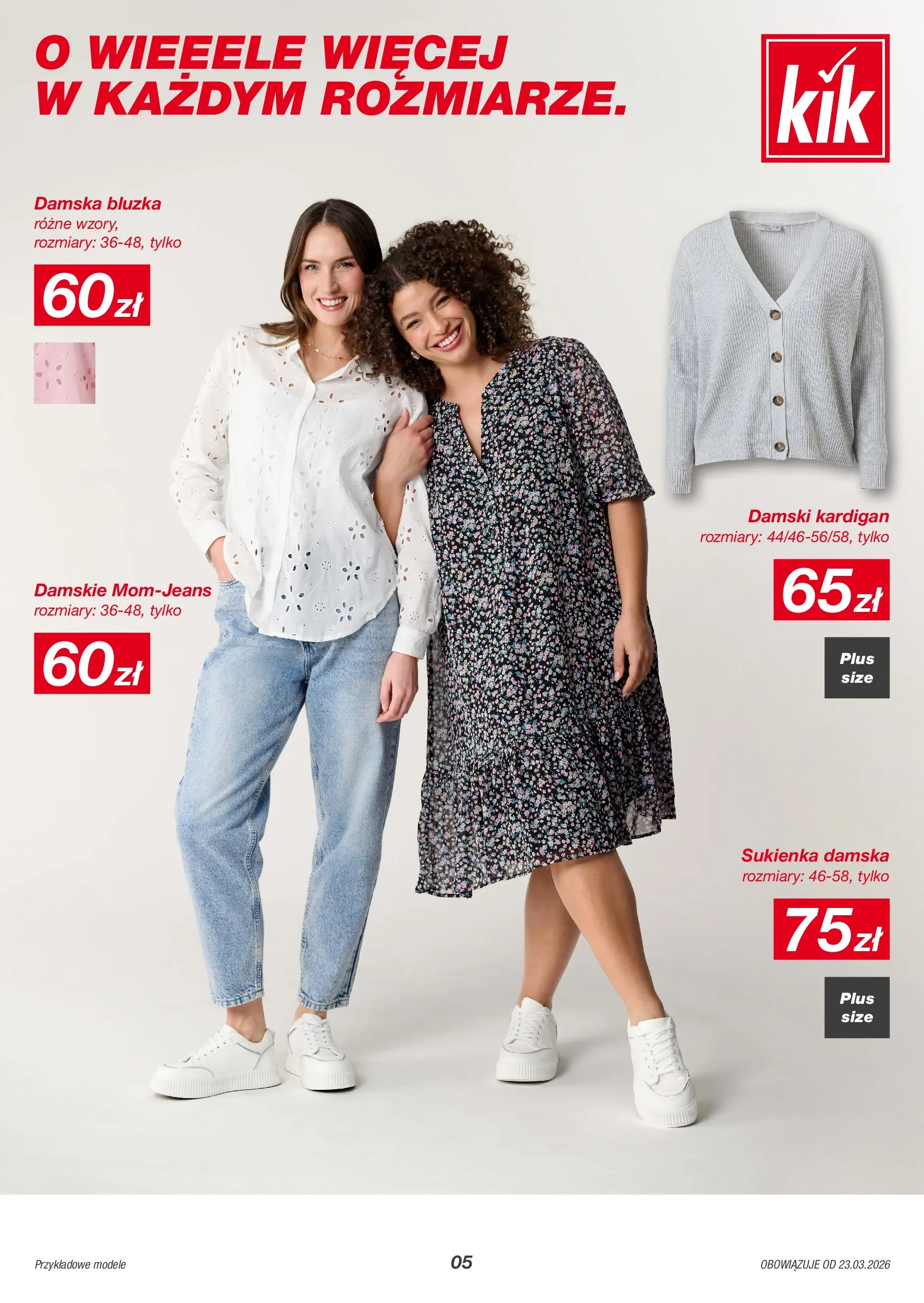 Kik gazetka od 23.03.2026 - Aktualna gazetka online | Strona: 5 | Produkty: Bluzka, Kardigan, Sukienka