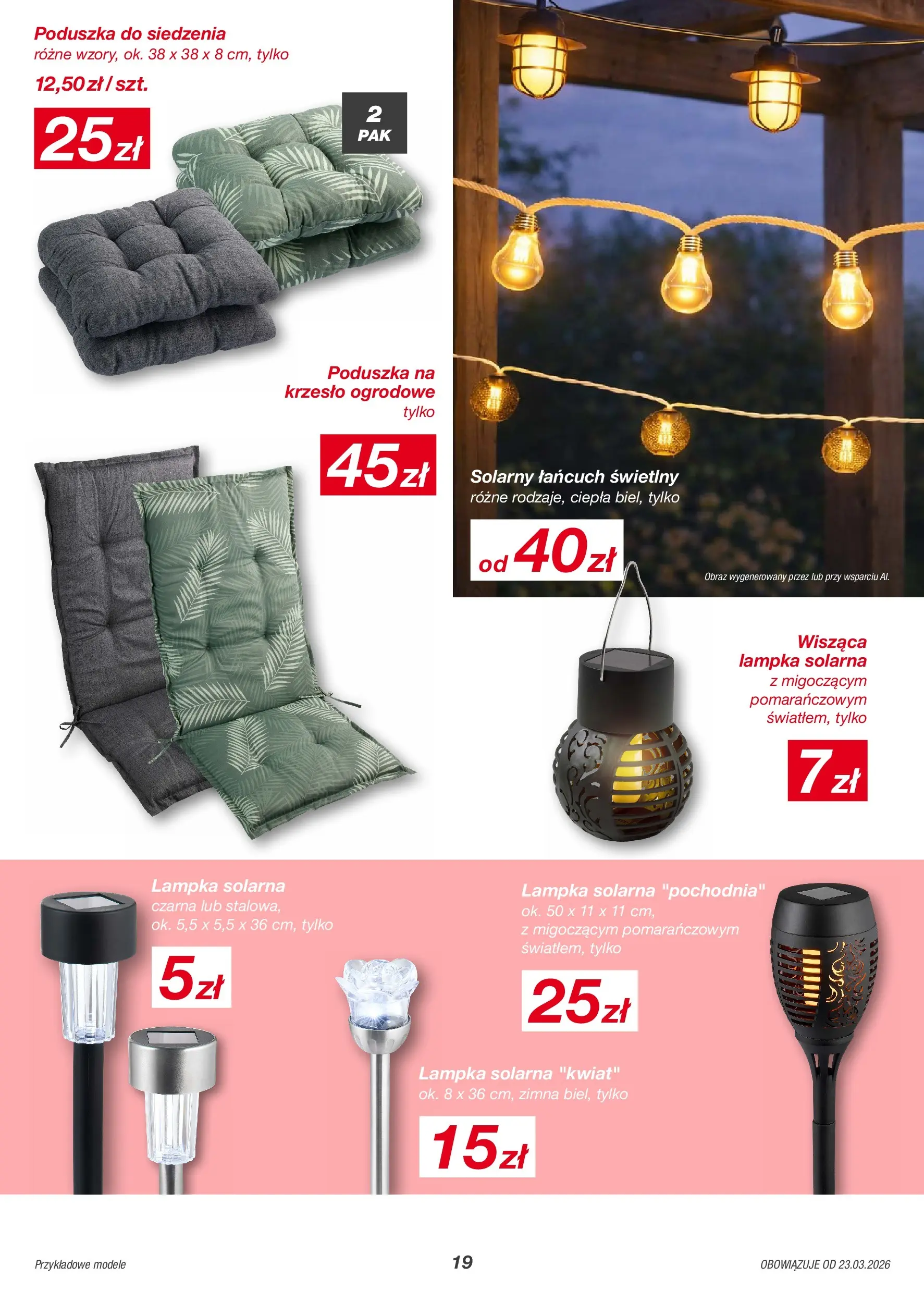 Kik gazetka od 23.03.2026 - Aktualna gazetka online | Strona: 19 | Produkty: Poduszka, Krzesło, Krzesło ogrodowe