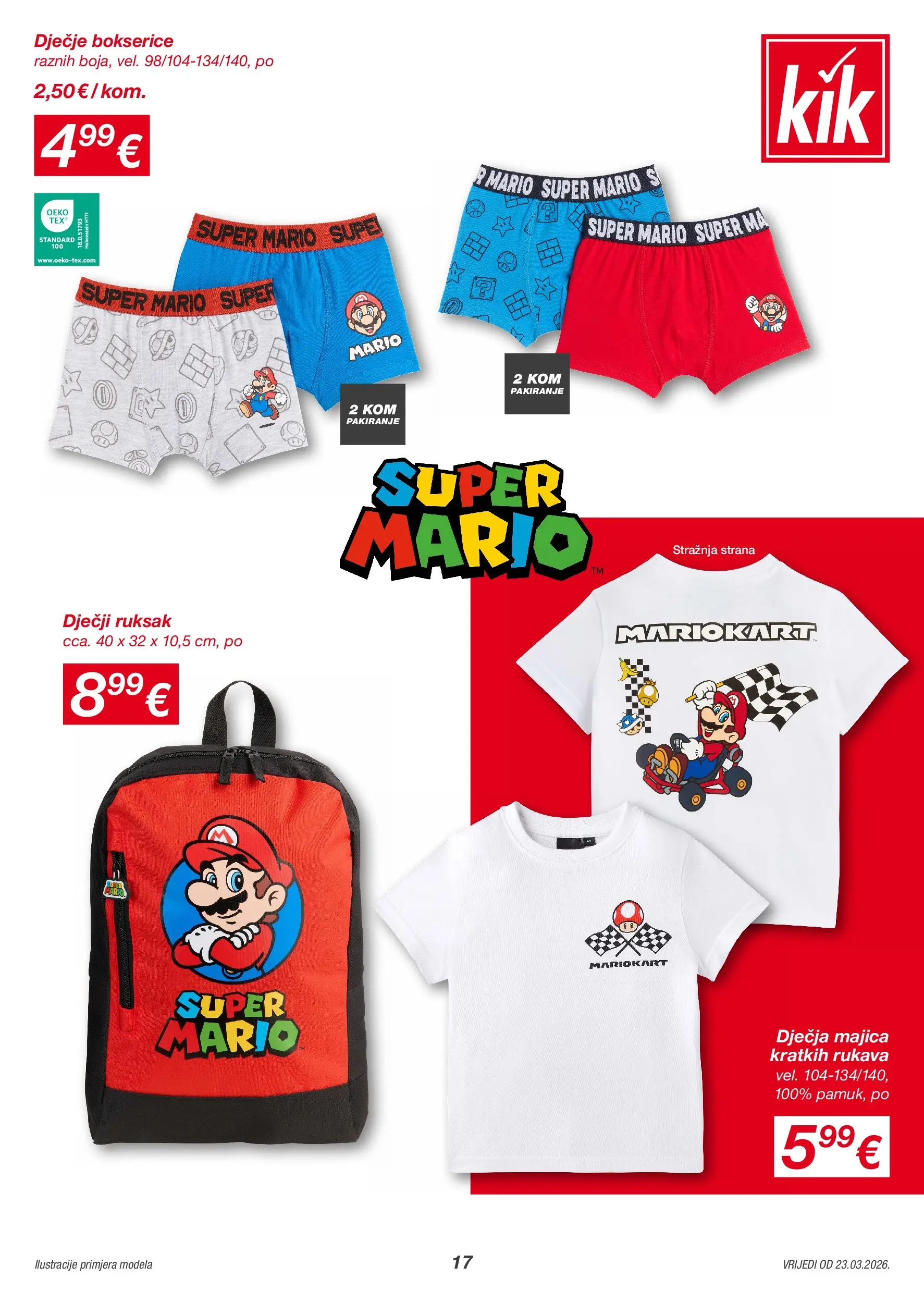 Kik - KiK katalog do 29.03.2026 novi od 22.03.2026 na listanje > letak digitalni | Stranica: 17 | Proizvodi: Majica, Bokserice, Ruksak