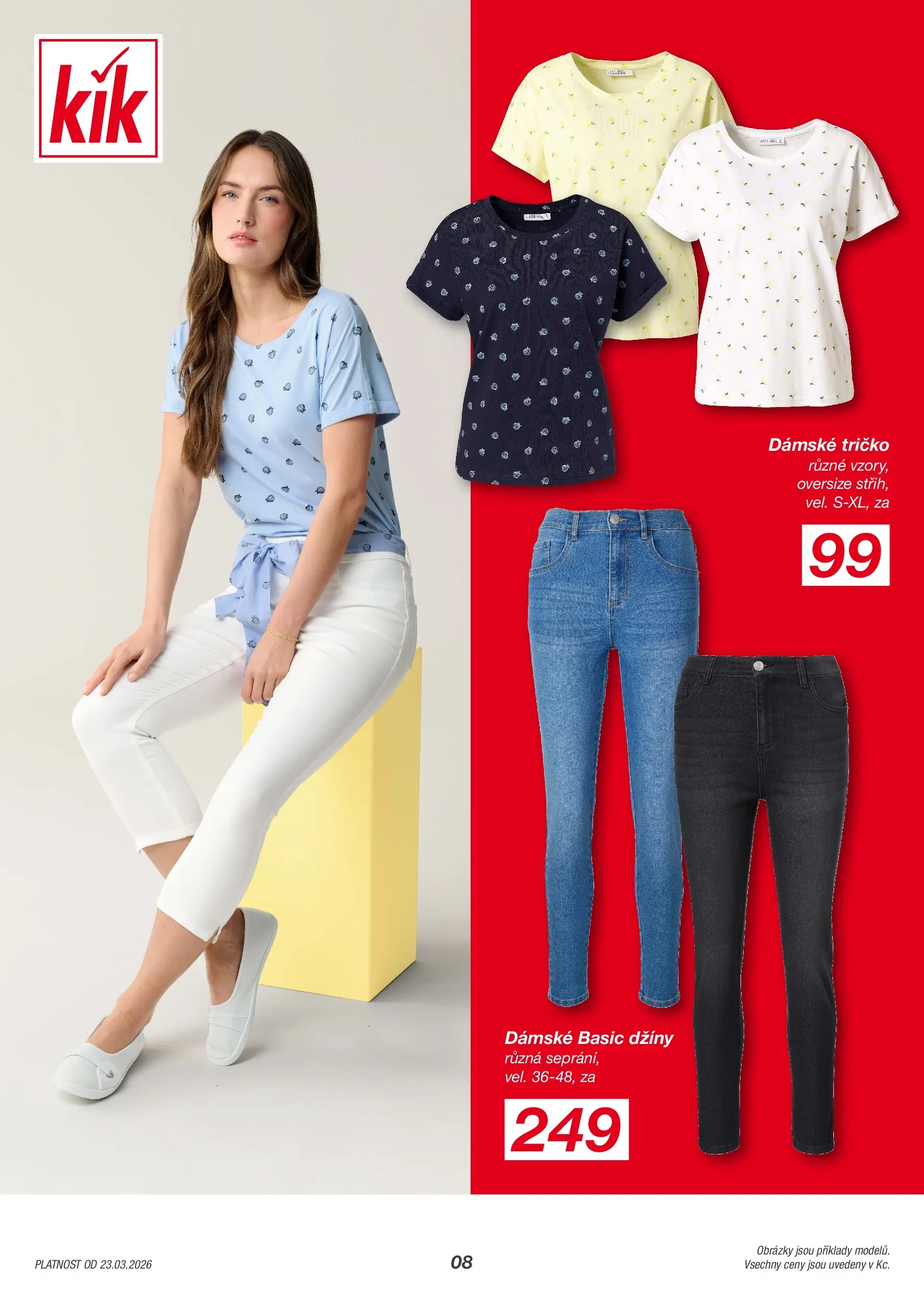 KIK leták 23.03.2026 - Leták příští týden | Strana: 8 | Produkty: Tričko, Džíny