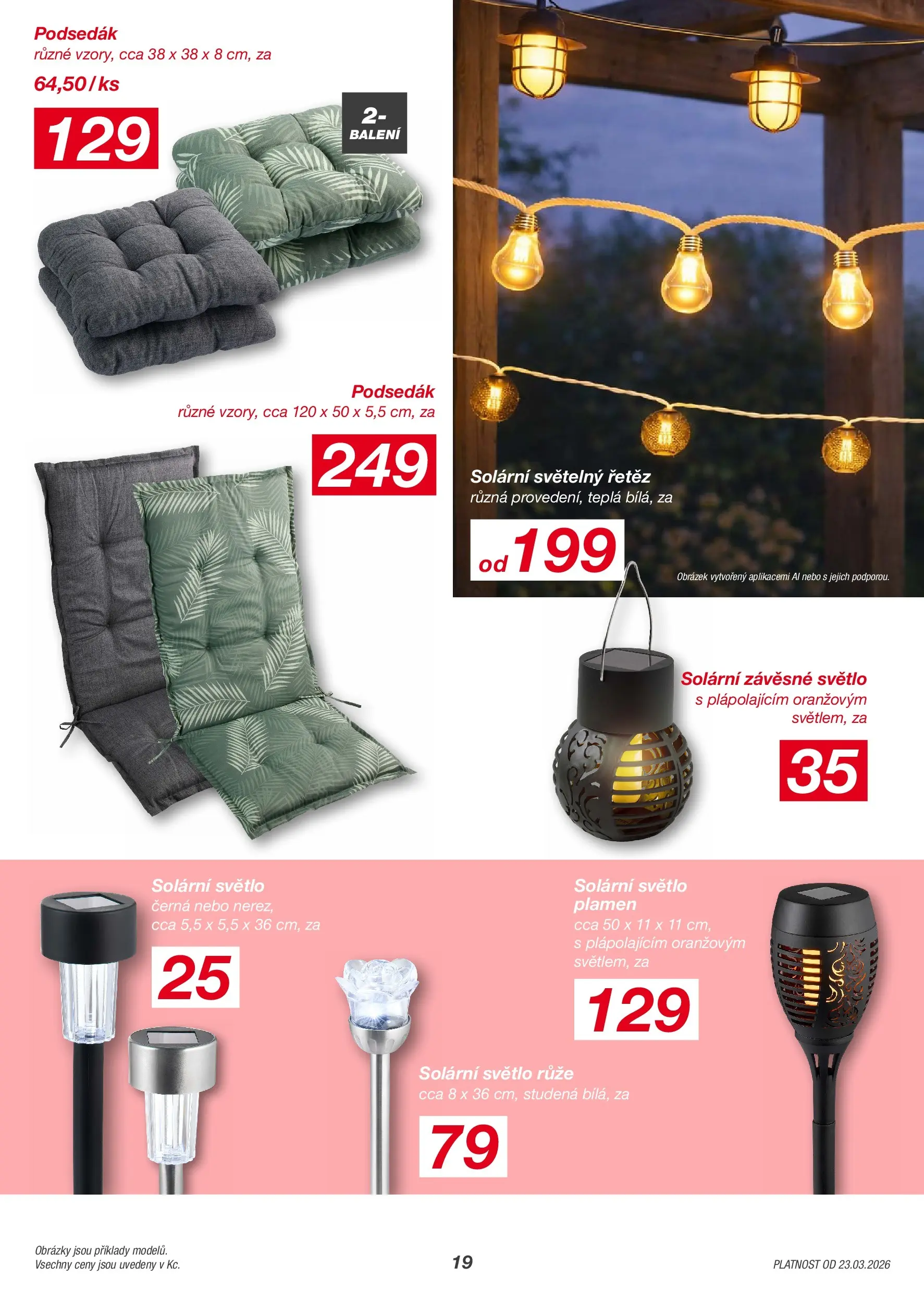 KIK leták 23.03.2026 - Leták příští týden | Strana: 19 | Produkty: Podsedák, Světelný řetěz