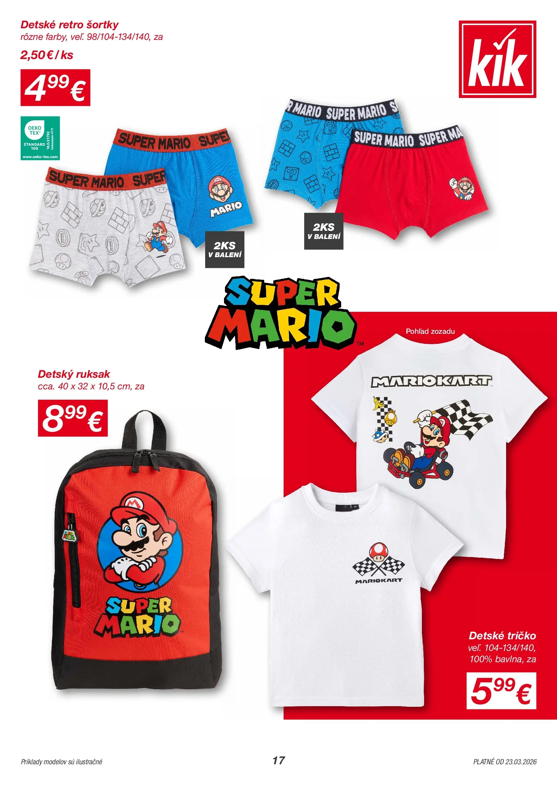Kik - KiK leták platný do 29.03.2026 od 22.03.2026 → Aktuálny textil výpredaj online | Strana: 17 | Produkty: Tričko, Ruksak