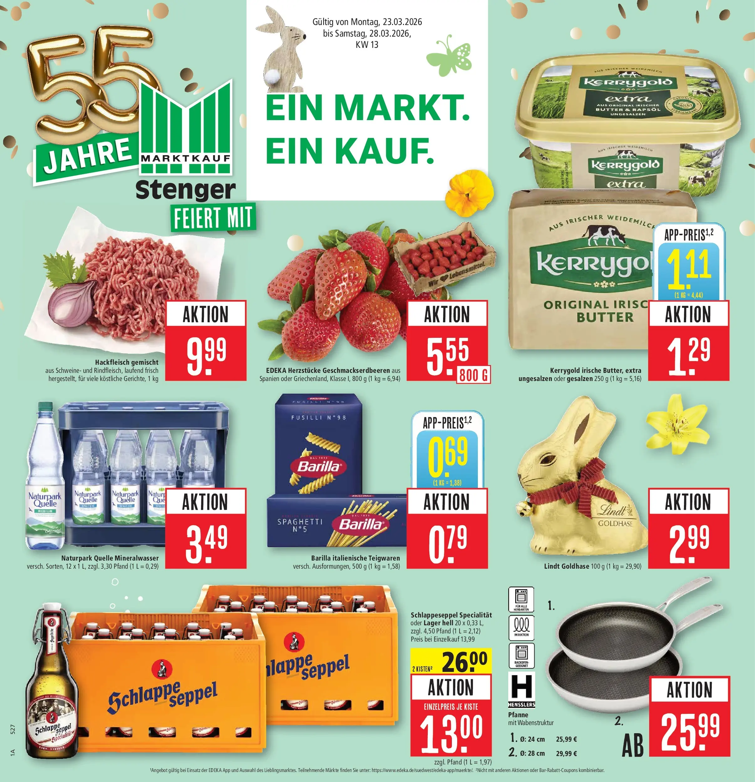 Marktkauf Prospekt Aschaffenburg	 (ab 23.03.2026) » Angebote online | Seite: 1 | Produkte: Butter, Barilla, Mineralwasser, Hackfleisch