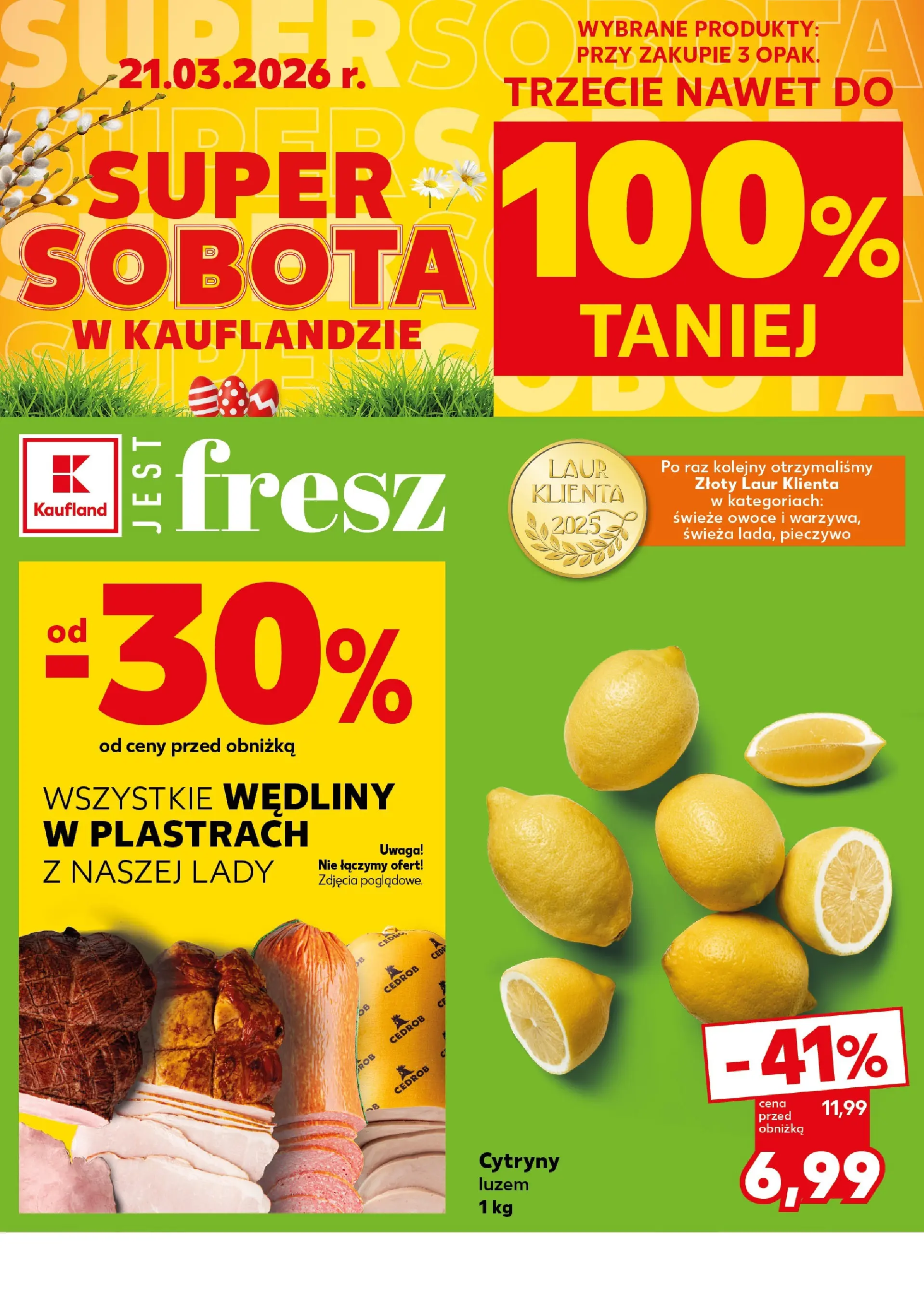Kaufland gazetka - Super Sobota od 21.03.2026 - od jutra PDF | Strona: 2 | Produkty: Pieczywo, Cytryny, Wędliny, Owoce