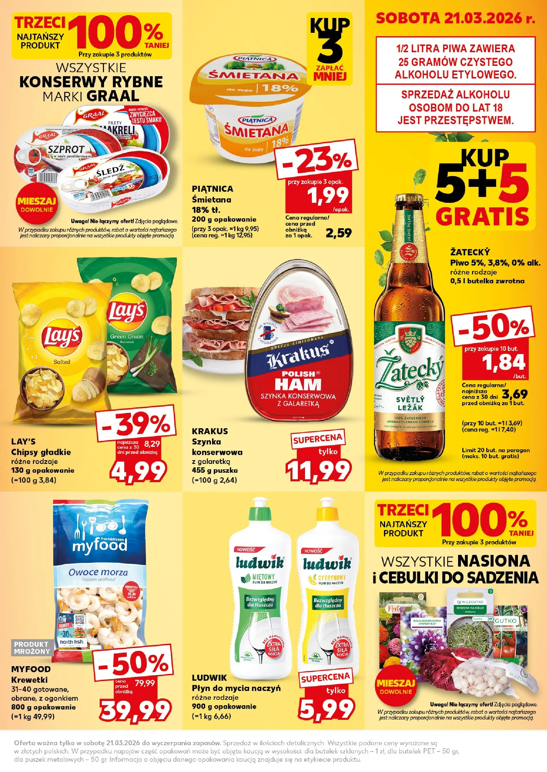 Kaufland gazetka - Super Sobota od 21.03.2026 - od jutra PDF | Strona: 3 | Produkty: Krewetki, Leżak, Śmietana, Owoce
