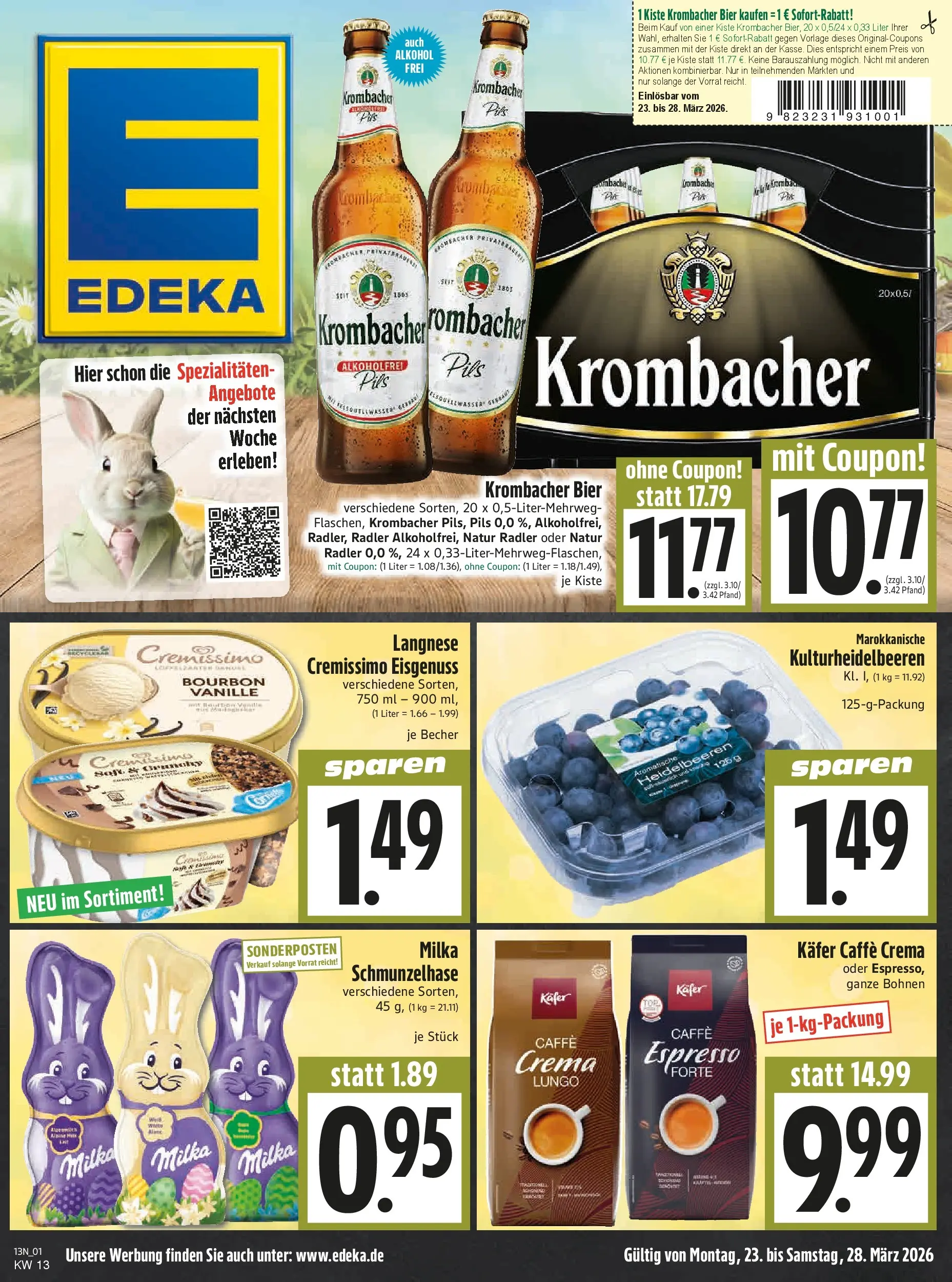 Angebote - Edeka Hahner: Wochenangebote (ab 22.03.2026) zum Blättern | Seite: 3 | Produkte: Cremissimo, Bier, Heidelbeeren, Radler