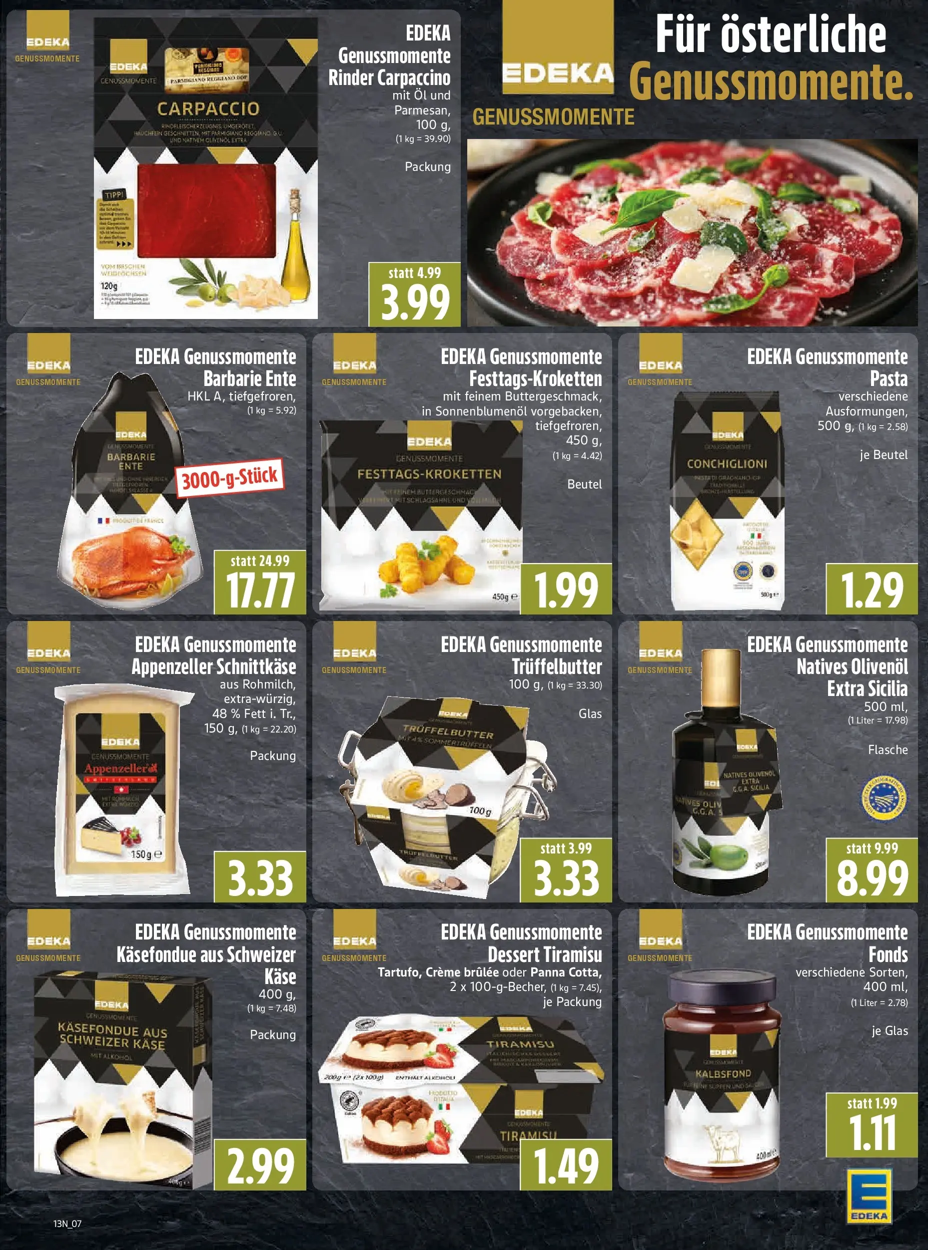Angebote - Edeka Hahner: Wochenangebote (ab 22.03.2026) zum Blättern | Seite: 9 | Produkte: Käse, Olivenol, Creme brulee, Pasta