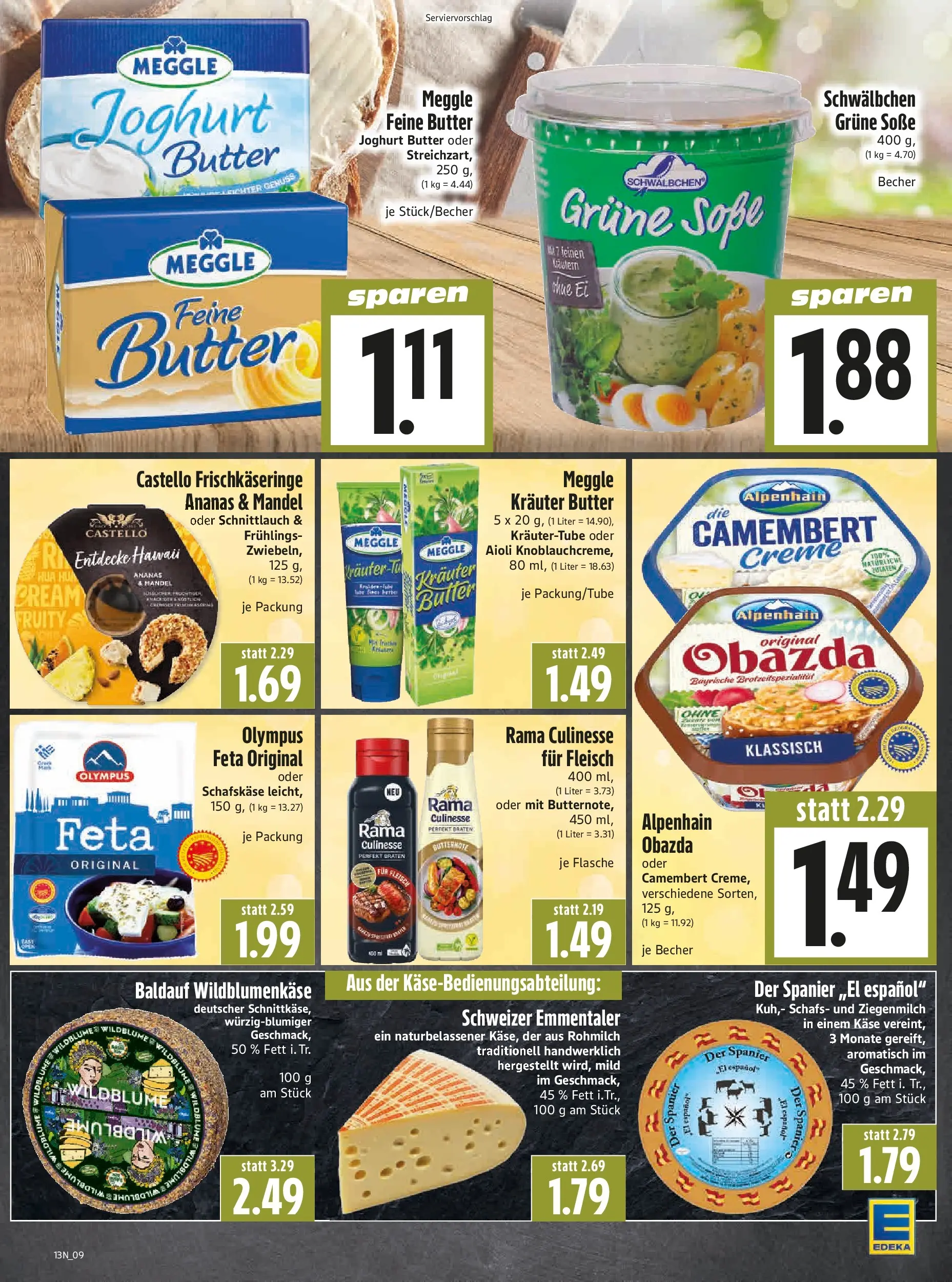 Angebote - Edeka Hahner: Wochenangebote (ab 22.03.2026) zum Blättern | Seite: 11 | Produkte: Butter, Käse, Joghurt, Soße
