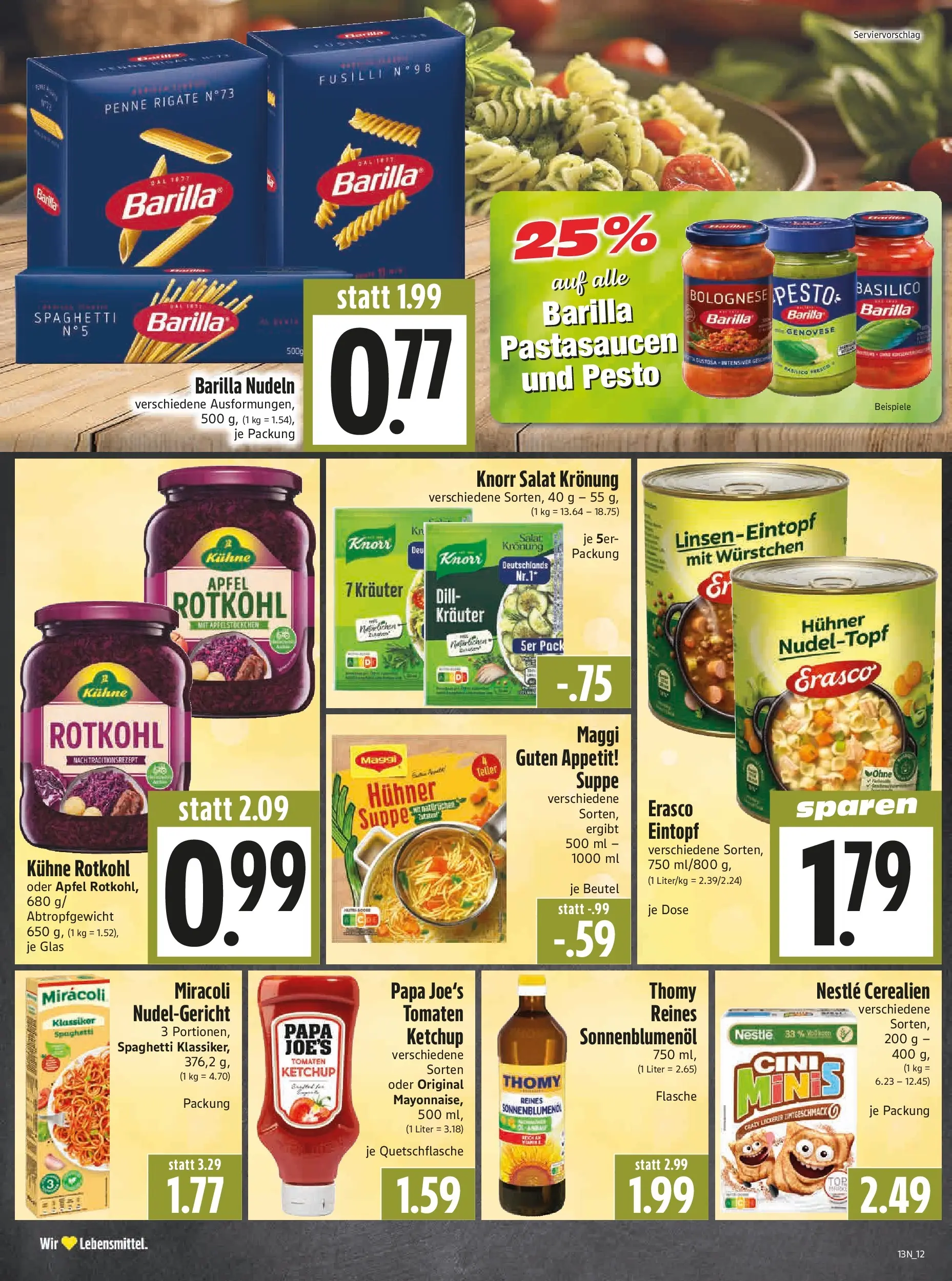 Angebote - Edeka Hahner: Wochenangebote (ab 22.03.2026) zum Blättern | Seite: 14 | Produkte: Maggi, Rotkohl, Barilla, Äpfel