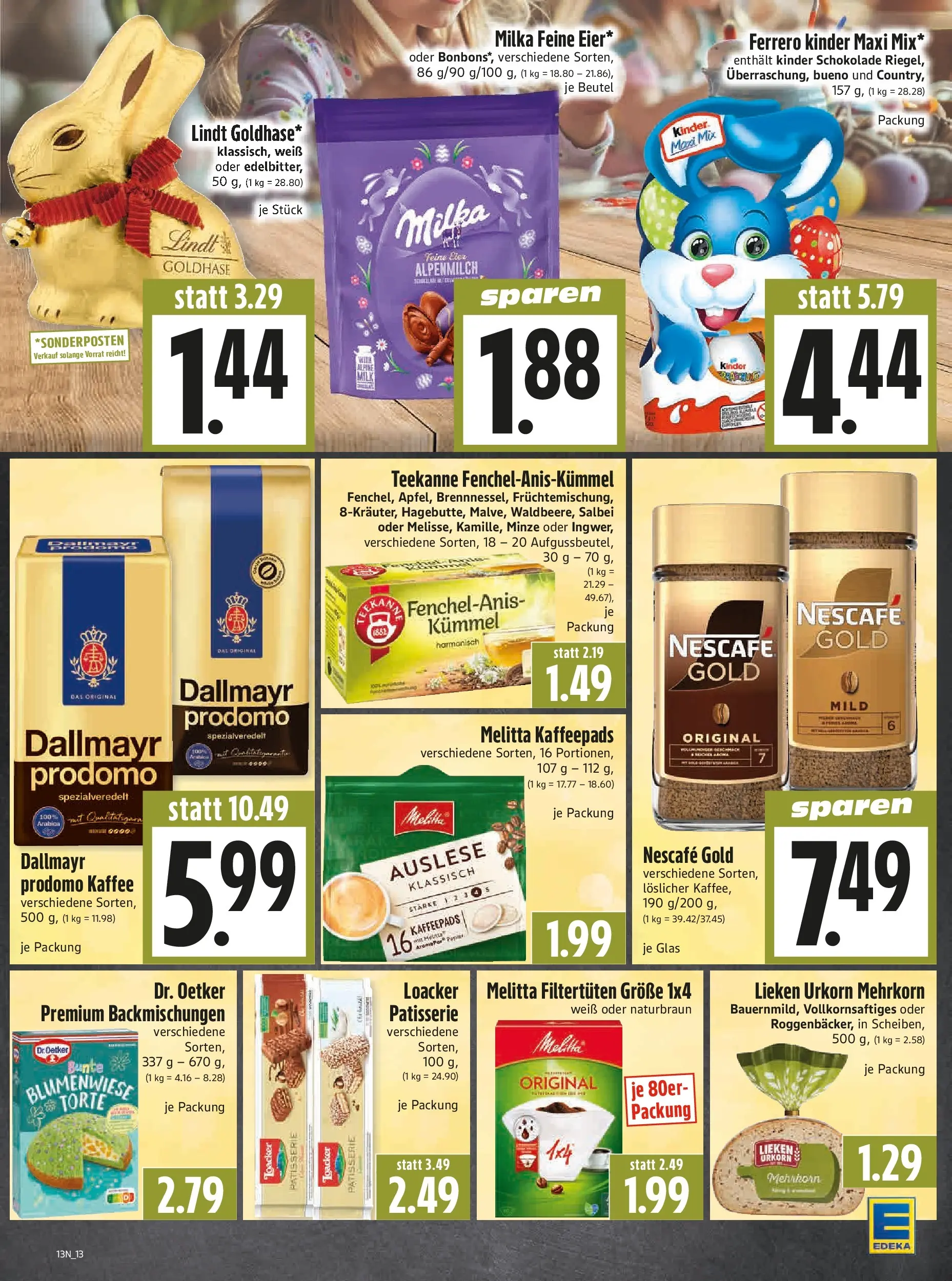 Angebote - Edeka Hahner: Wochenangebote (ab 22.03.2026) zum Blättern | Seite: 15 | Produkte: Kaffeepads, Nescafe, Schokolade, Dallmayr
