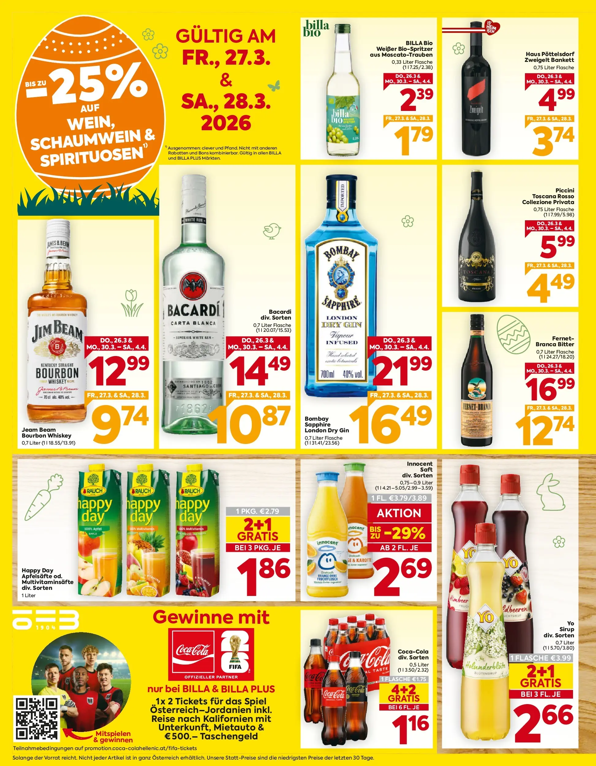 Billa - BILLA: Flugblatt gültig bei BILLA & BILLA PLUS ab 25.03.2026 - Angebote, Prospekt | Seite: 18 | Produkte: Gin, Whiskey, Saft, Papier blanc