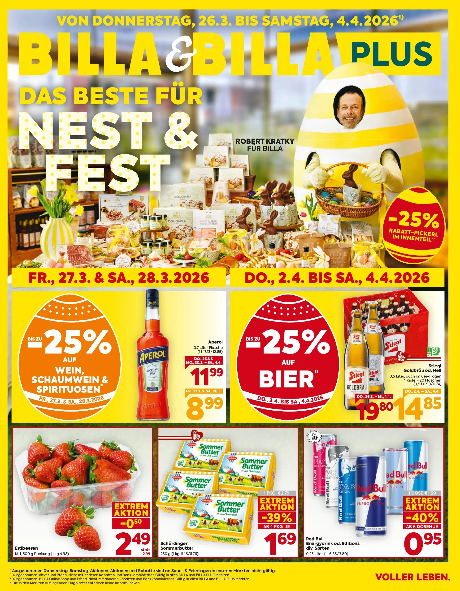 Billa Flugblatt - Oberndorf Bei Salzburg, Lamprechtshausen, Maria Alm ab 26.03.2026 - Angebote, Prospekt | Seite: 1 | Produkte: Erdbeeren, Butter, Bier