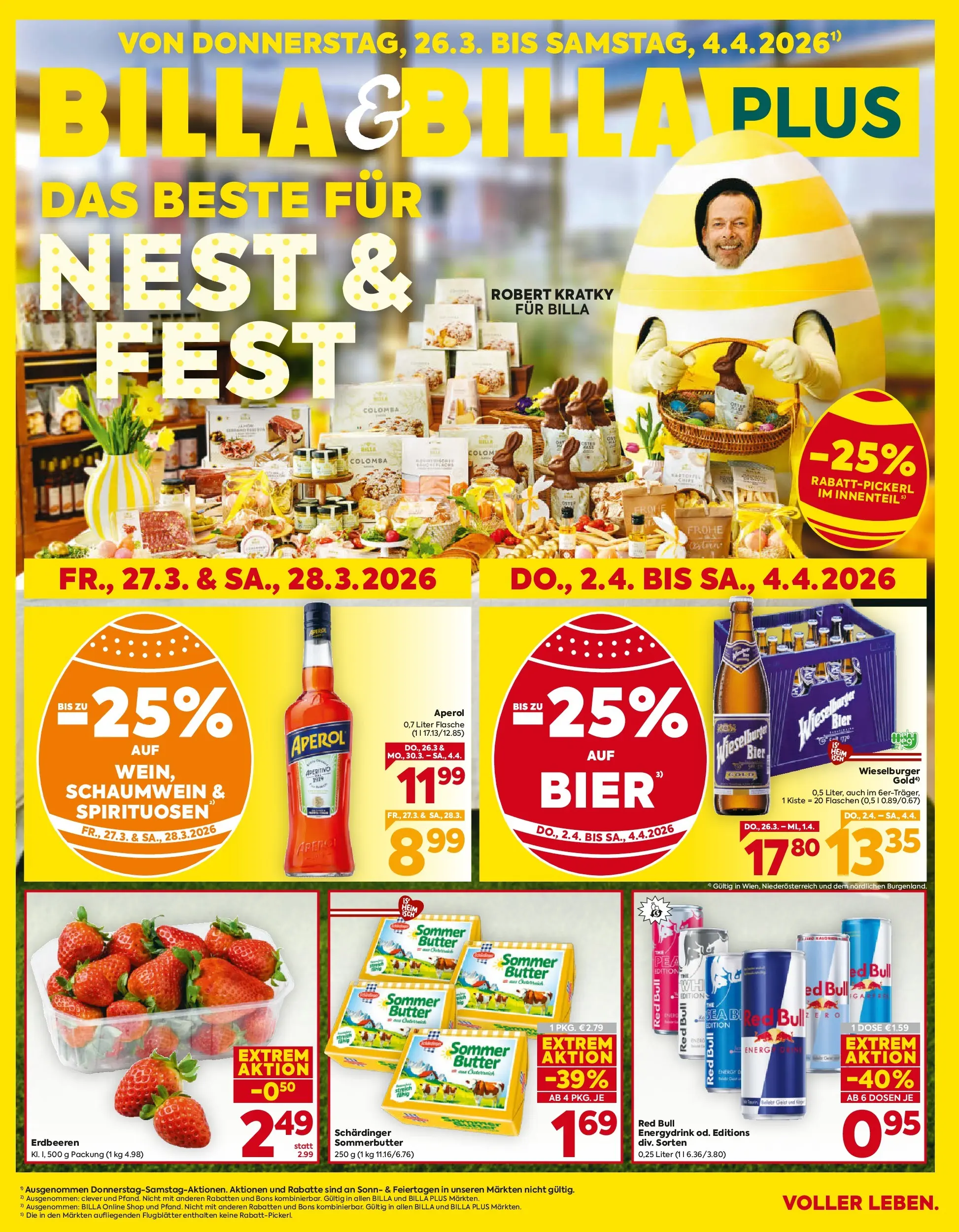 Billa - BILLA: Flugblatt gültig bei BILLA & BILLA PLUS ab 25.03.2026 - Angebote, Prospekt | Seite: 1 | Produkte: Erdbeeren, Butter, Bier