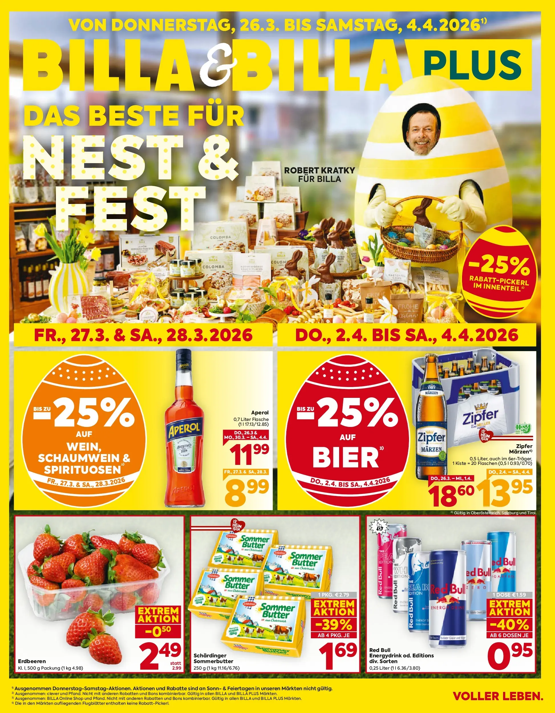 Billa - BILLA: Flugblatt gültig bei BILLA & BILLA PLUS ab 25.03.2026 - Angebote, Prospekt | Seite: 1 | Produkte: Erdbeeren, Butter, Bier