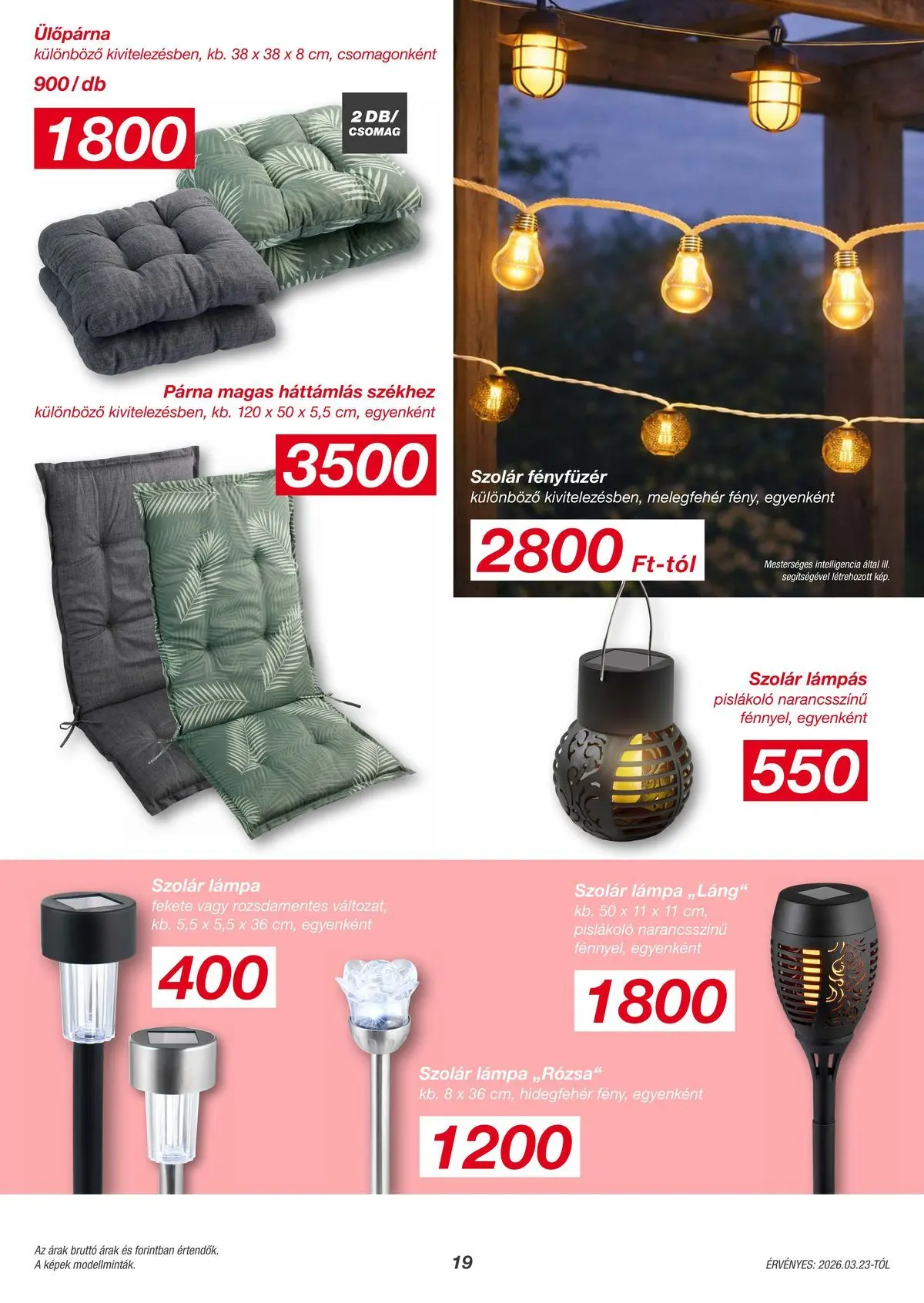 Kik aktuális akciós újság - 2026.03.23. -tól/töl > akció, lapozható szórólap 🛍️ | Oldal: 19 | Termékek: Fényfüzér, Párna, Lámpás, Ülőpárna