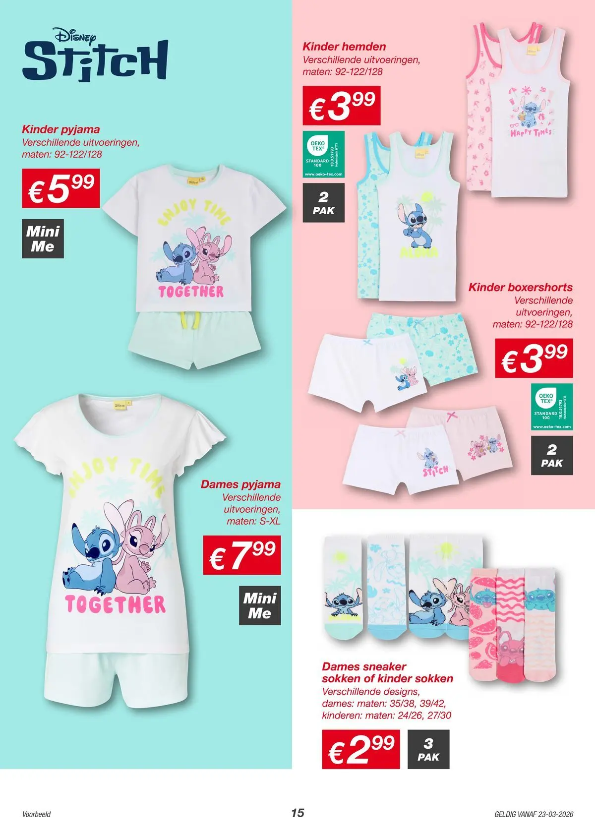 KiK folder vanaf 22-03-2026 || NIEUWE | Pagina: 15 | Producten: Sokken, Pyjama, Bébipulyka, Kinder