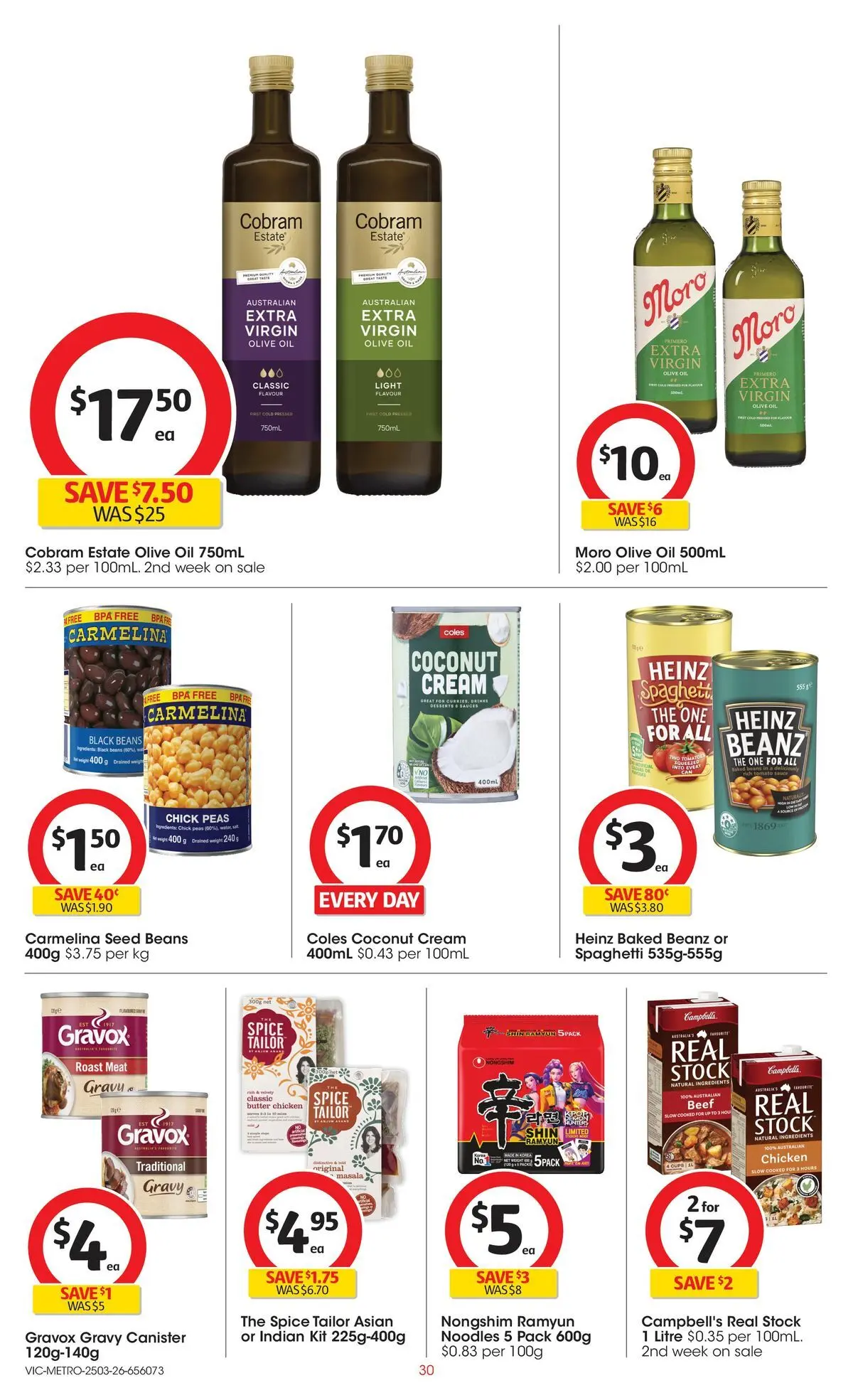 ﻿Coles catalogue valid from 24/03/2026 > Online Australia | Page: 30 | Products: Oil, Chicken, Tomatoes, Noodles