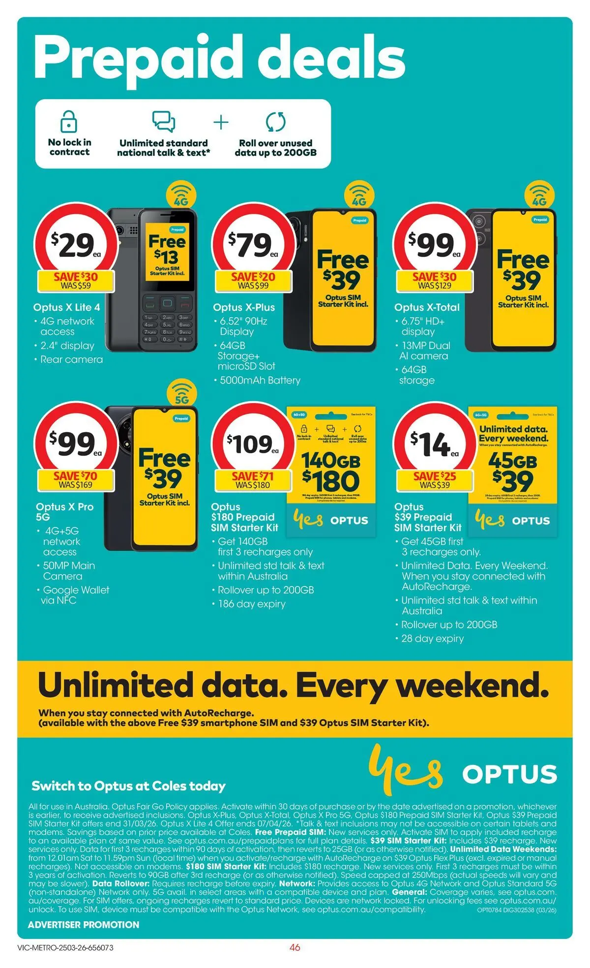 ﻿Coles catalogue valid from 24/03/2026 > Online Australia | Page: 46 | Products: Smartphone, Device, Camera, Tablets