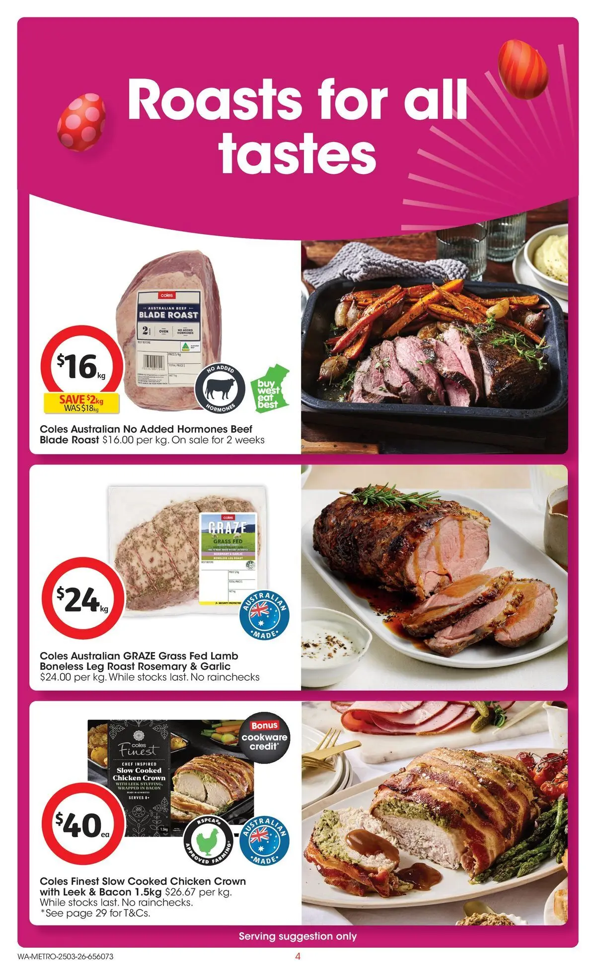 ﻿Coles catalogue valid from 25/03/2026 > Online Australia | Page: 4 | Products: Lamb, Cookware, Garlic, Oven