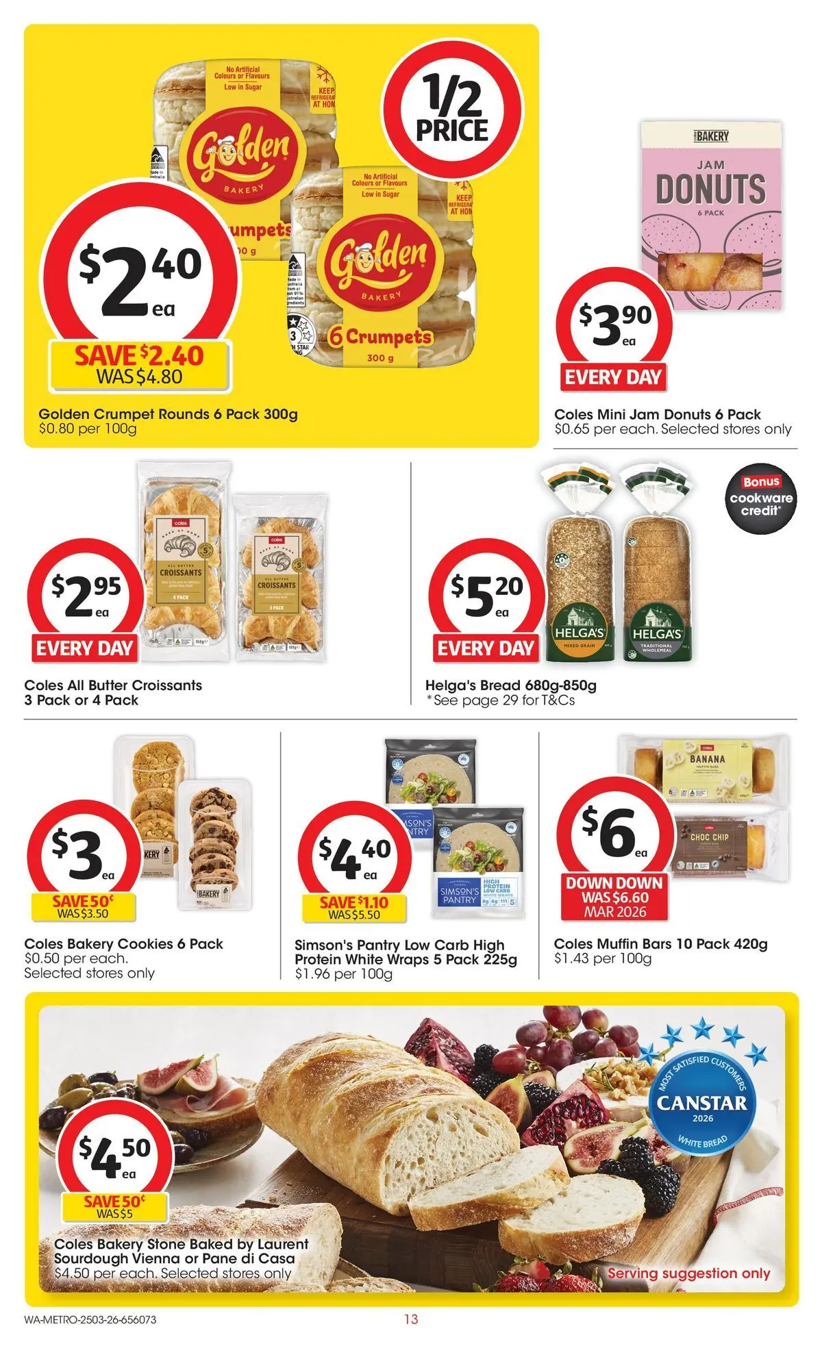 ﻿Coles catalogue valid from 25/03/2026 > Online Australia | Page: 13 | Products: Butter, Bread, Cookware, Sugar