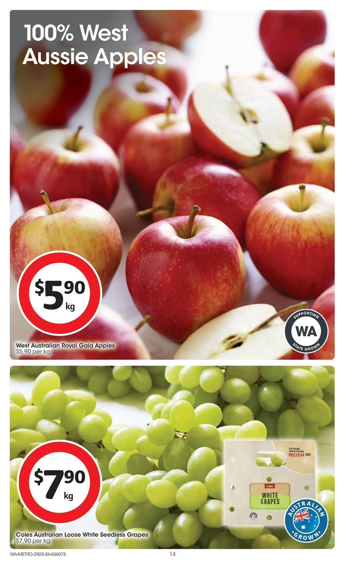 ﻿Coles catalogue valid from 25/03/2026 > Online Australia | Page: 14 | Products: Apples, Grapes