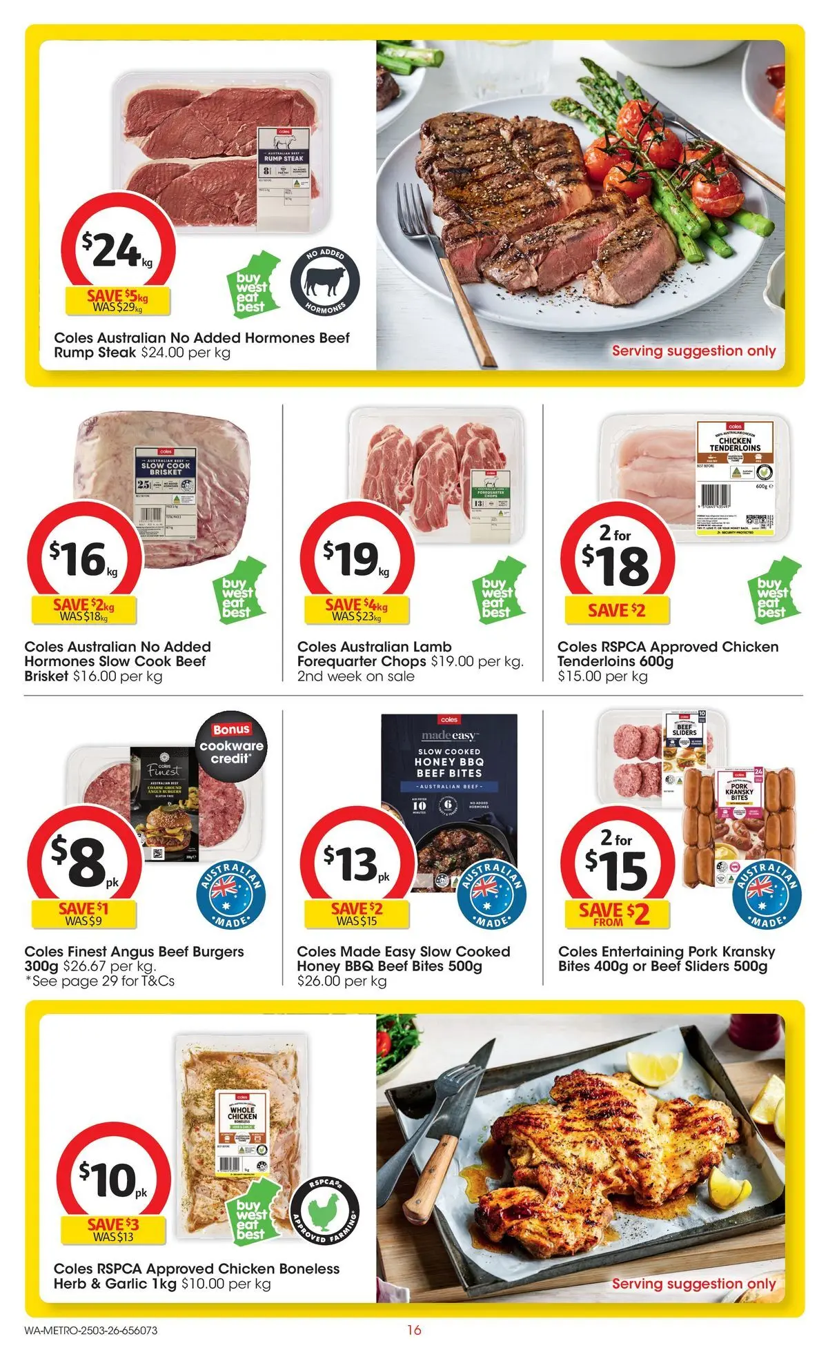 ﻿Coles catalogue valid from 25/03/2026 > Online Australia | Page: 16 | Products: Herb, Pork, Beef, Steak