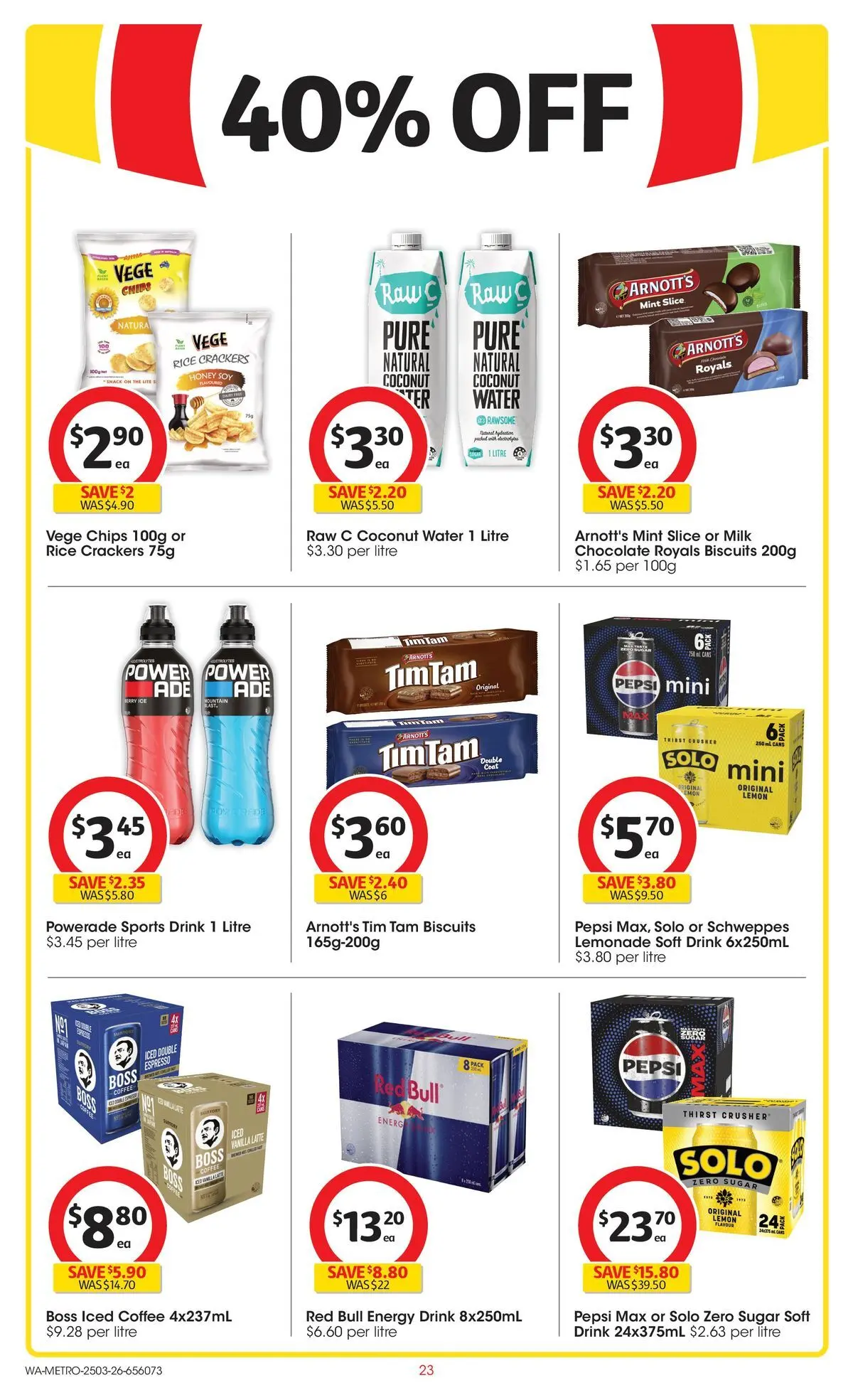 ﻿Coles catalogue valid from 25/03/2026 > Online Australia | Page: 23 | Products: Crackers, Coffee, Honey, Lemon