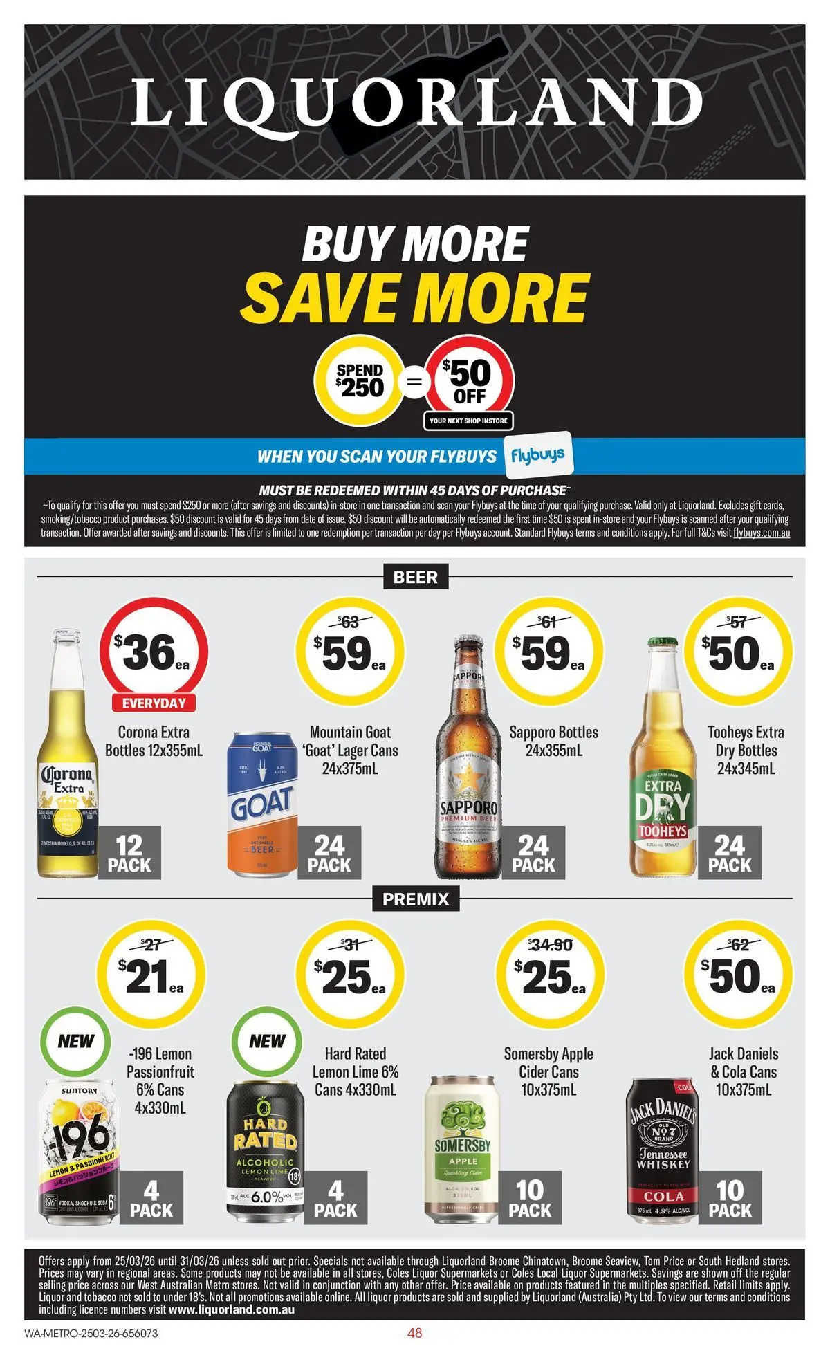 ﻿Coles catalogue valid from 25/03/2026 > Online Australia | Page: 48 | Products: Beer, Passionfruit, Whiskey, Date