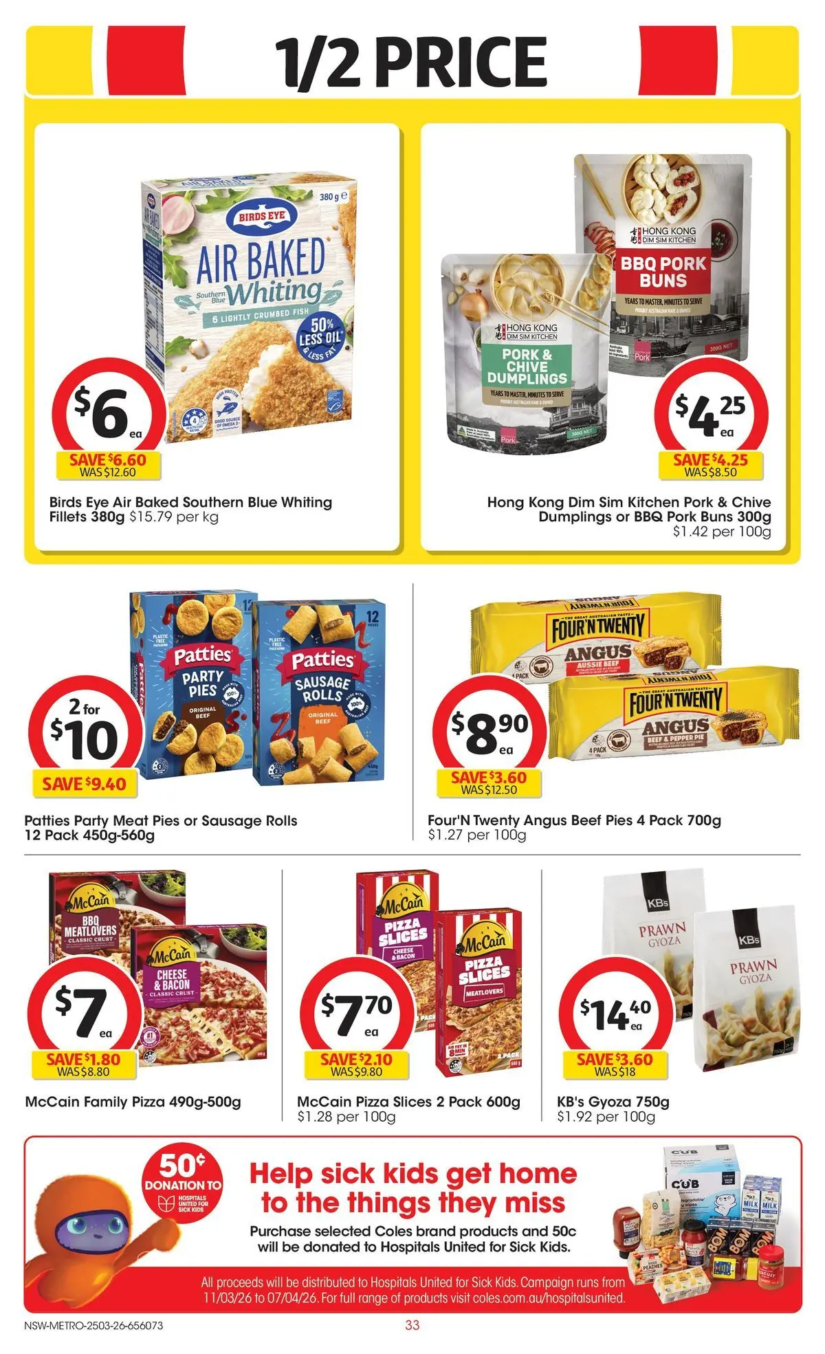 Deals - Coles Catalogue - 25th March - 24/03/2026 > weekly / monthly specials | Page: 33 | Products: Bacon, Pizza, Fish, Meat