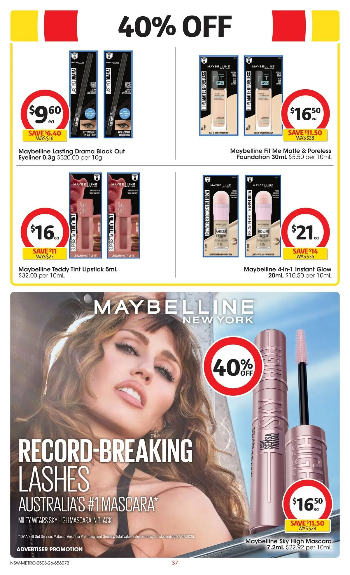 Deals - Coles Catalogue - 25th March - 24/03/2026 > weekly / monthly specials | Page: 37 | Products: Light, Lipstick, Foundation, Lip tint