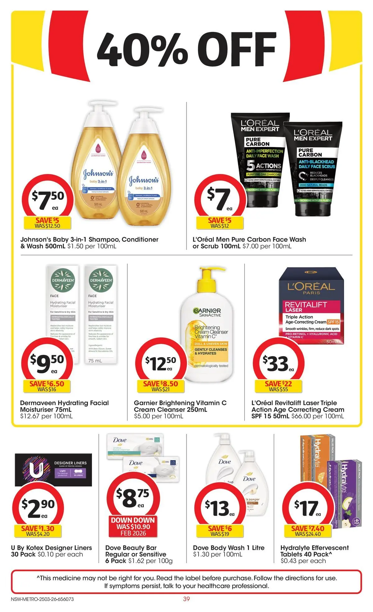 Deals - Coles Catalogue - 25th March - 24/03/2026 > weekly / monthly specials | Page: 39 | Products: Scrub, Moisturiser, Face wash, Vitamin
