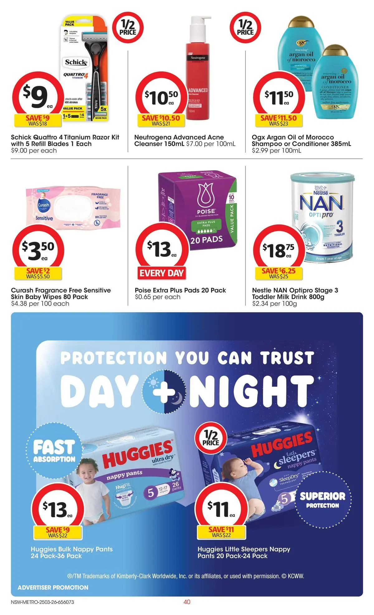 Deals - Coles Catalogue - 25th March - 24/03/2026 > weekly / monthly specials | Page: 40 | Products: Fragrance, Conditioner, Pants, Acne