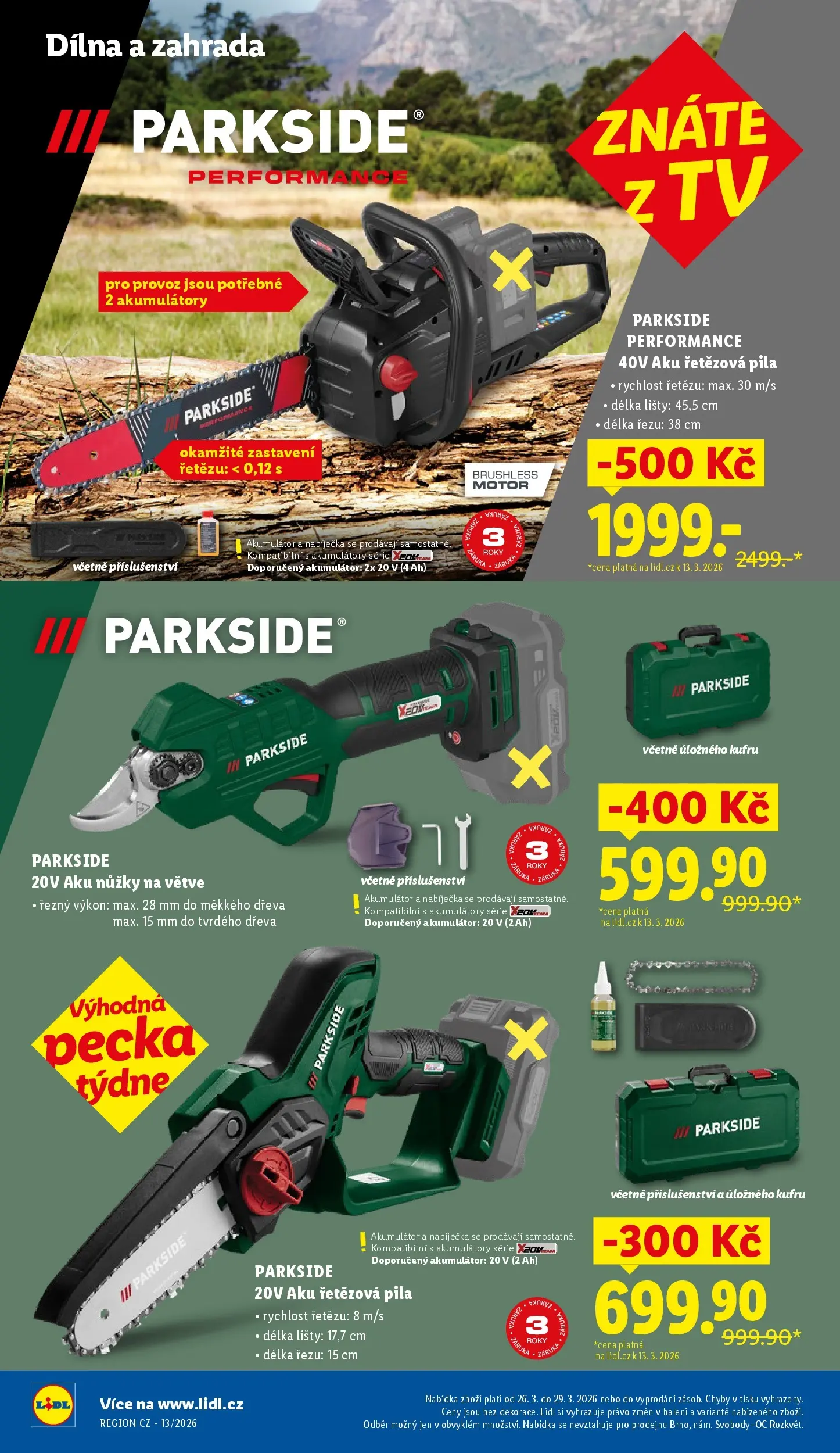 Lidl leták od 22.03.2026 - Nový akční leták | Strana: 20 | Produkty: Zahrada, Tv, Nůžky na větve, Aku nůžky
