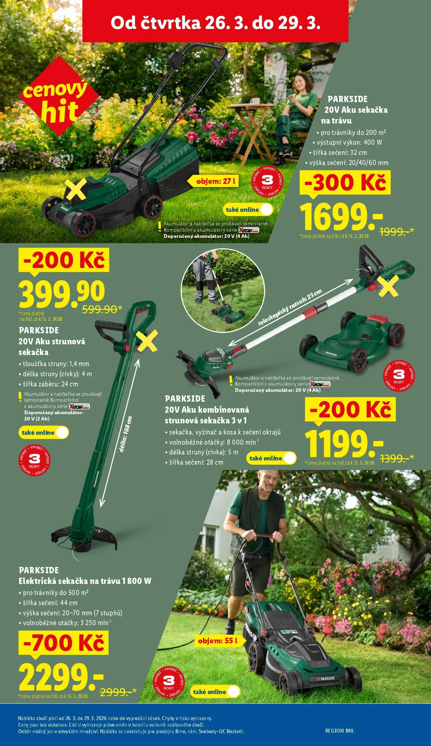 Lidl leták od 22.03.2026 - Nový akční leták | Strana: 21 | Produkty: Parkside, Strunová sekačka, Aku strunová sekačka, Elektrická sekačka