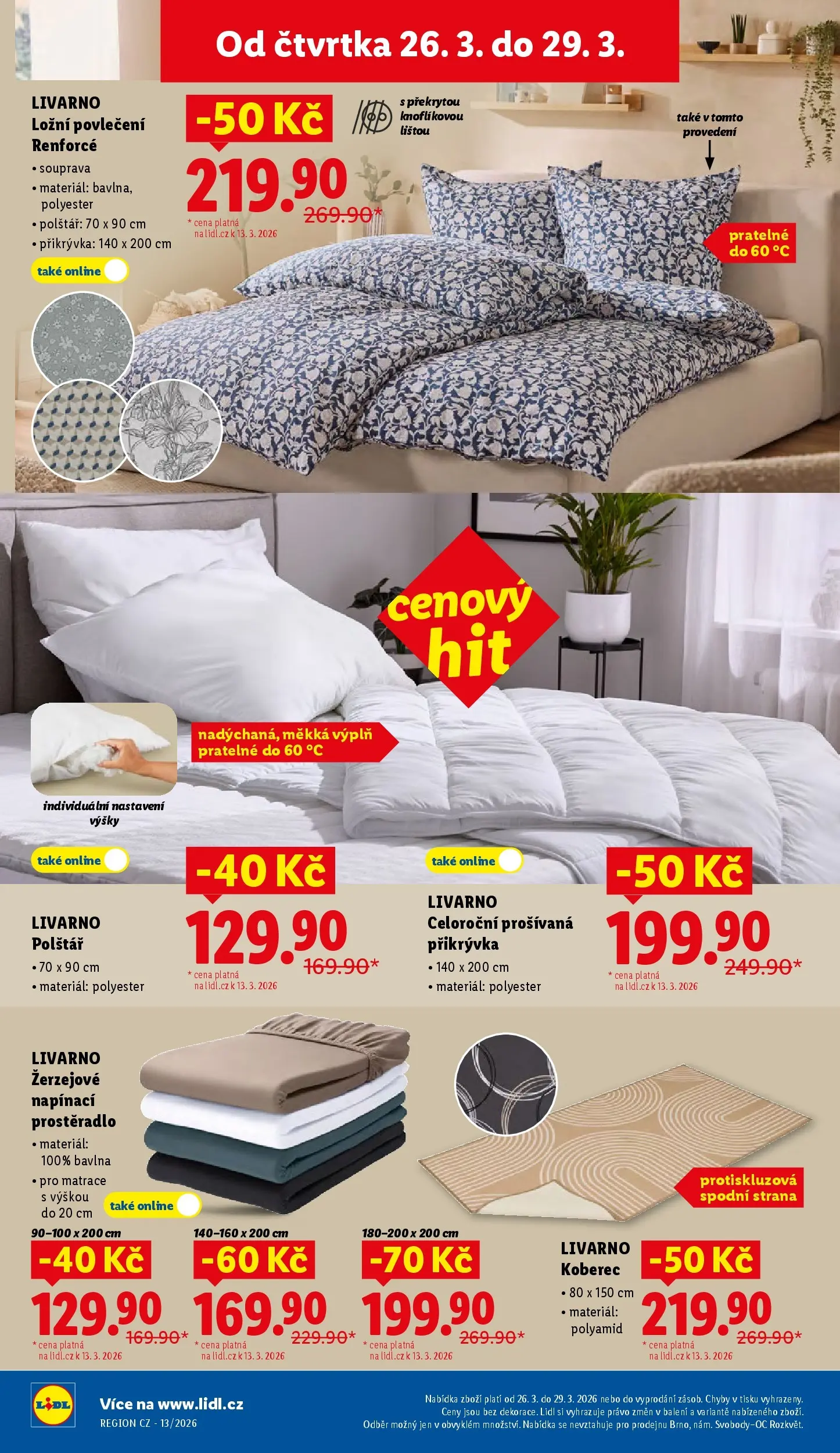 Lidl leták od 22.03.2026 - Nový akční leták | Strana: 26 | Produkty: Povlečení, Ložní povlečení, Polštář, Prostěradlo