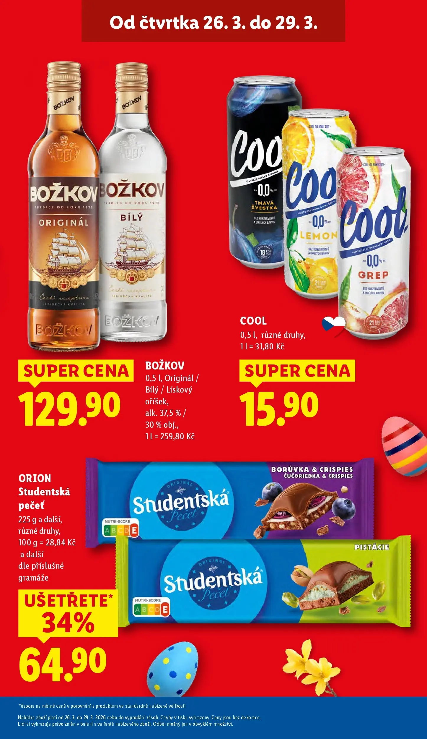 Lidl leták od 25.03.2026 - Nový akční leták | Strana: 3 | Produkty: Grep, Studentská pečeť, Božkov, Orion Studentská pečeť