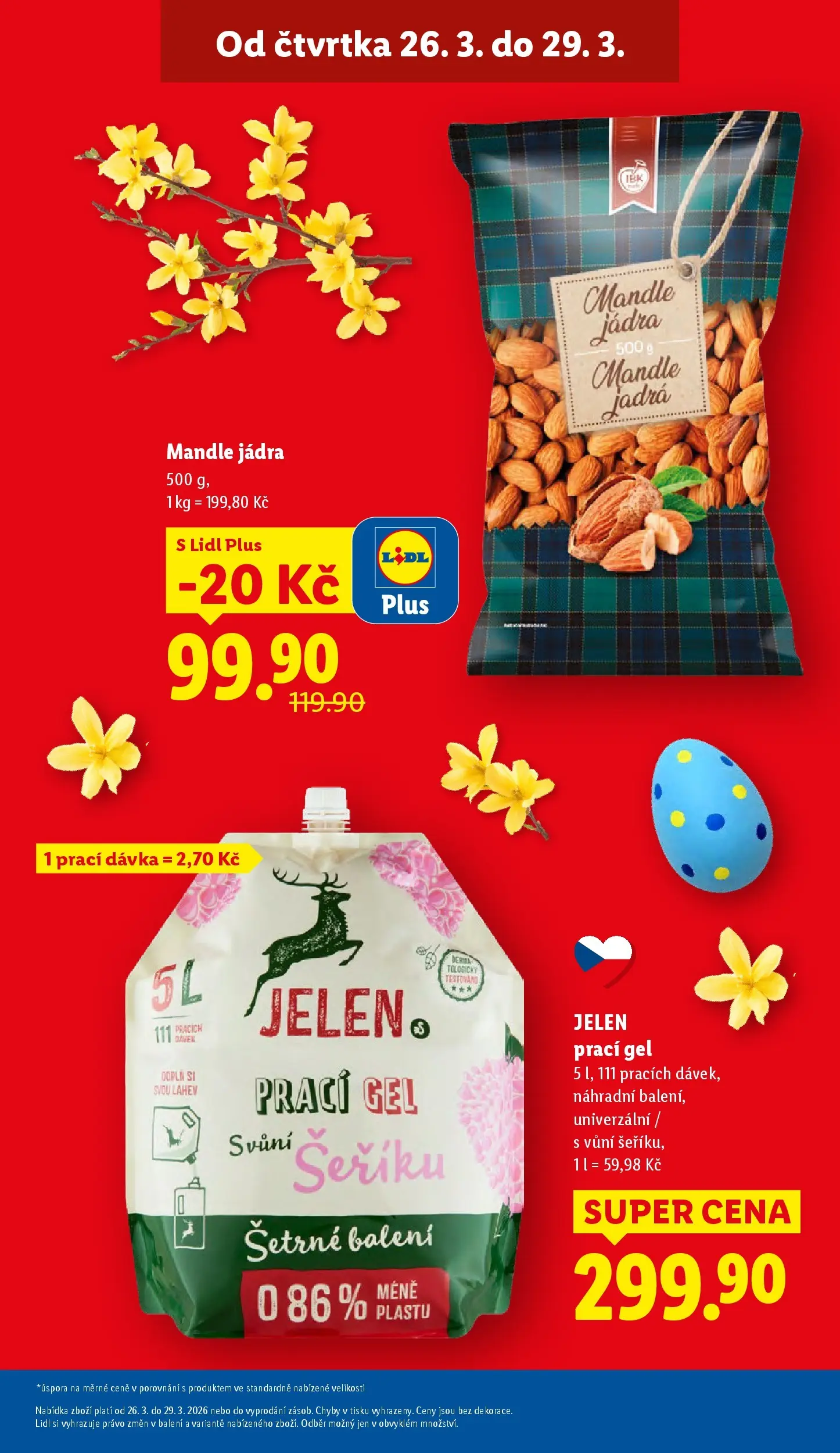 Lidl leták od 25.03.2026 - Nový akční leták | Strana: 5 | Produkty: Prací gel, Jelen, Mandle, Láhev