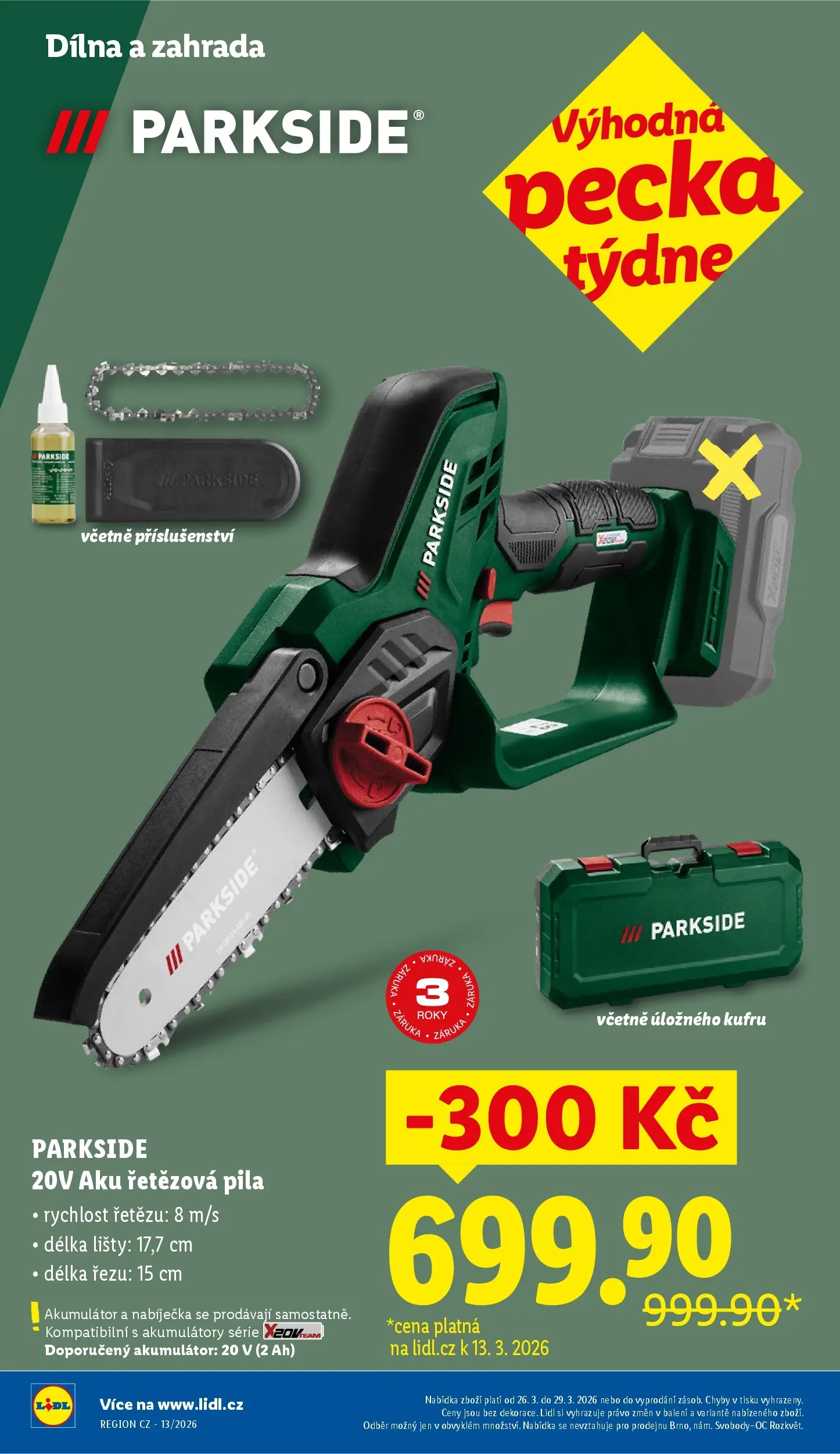 Lidl leták od 25.03.2026 - Nový akční leták | Strana: 6 | Produkty: Parkside, Zahrada, Aku řetězová pila, Pila