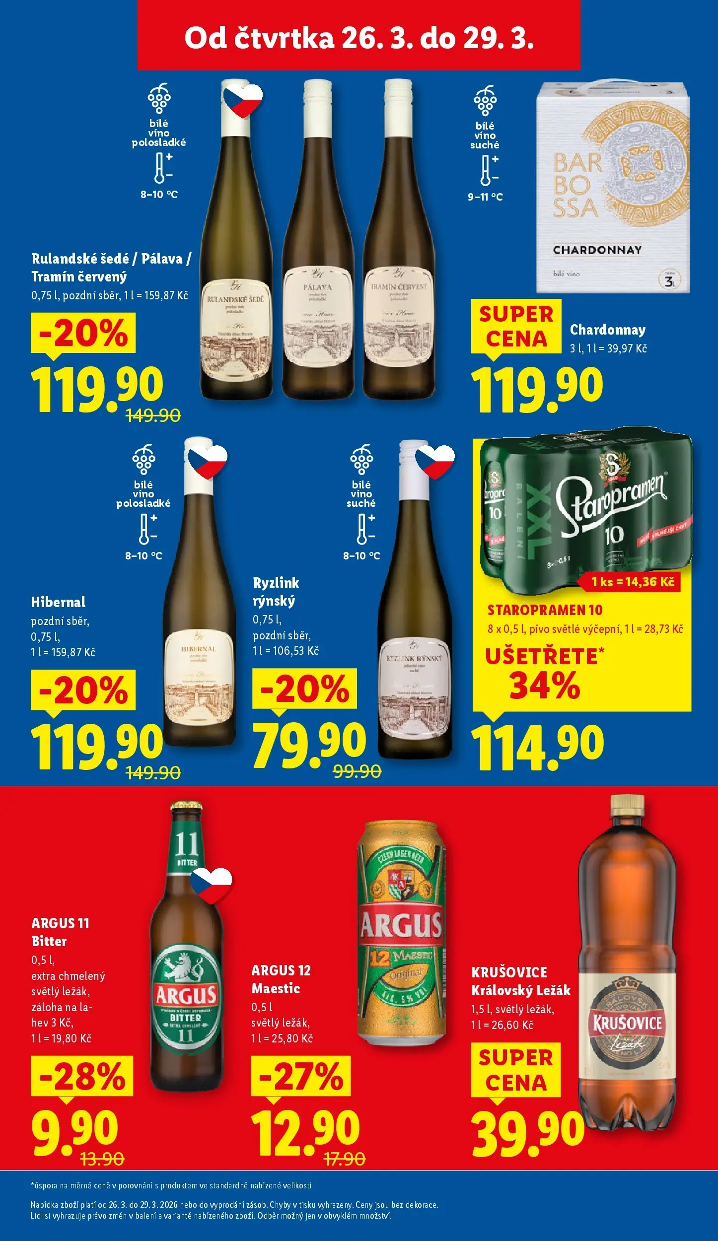 Lidl leták od 25.03.2026 - Nový akční leták | Strana: 25 | Produkty: Staropramen 10, Víno, Pivo, Krušovice