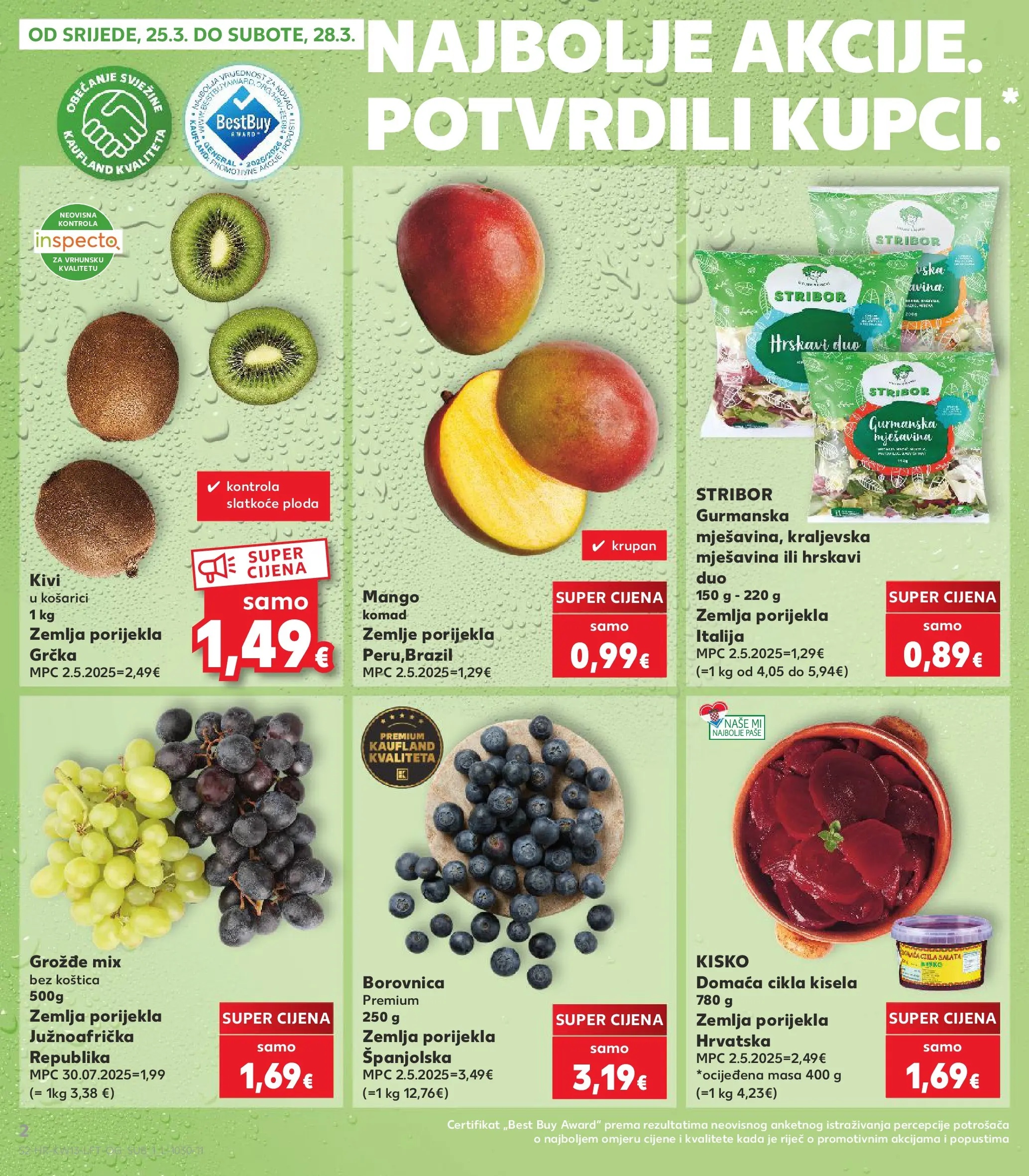 Kaufland - Kaufland katalog do 31.03.2026 novi od 24.03.2026 na listanje > letak digitalni | Stranica: 2 | Proizvodi: Kivi, Mango, Cikla, Grožđe