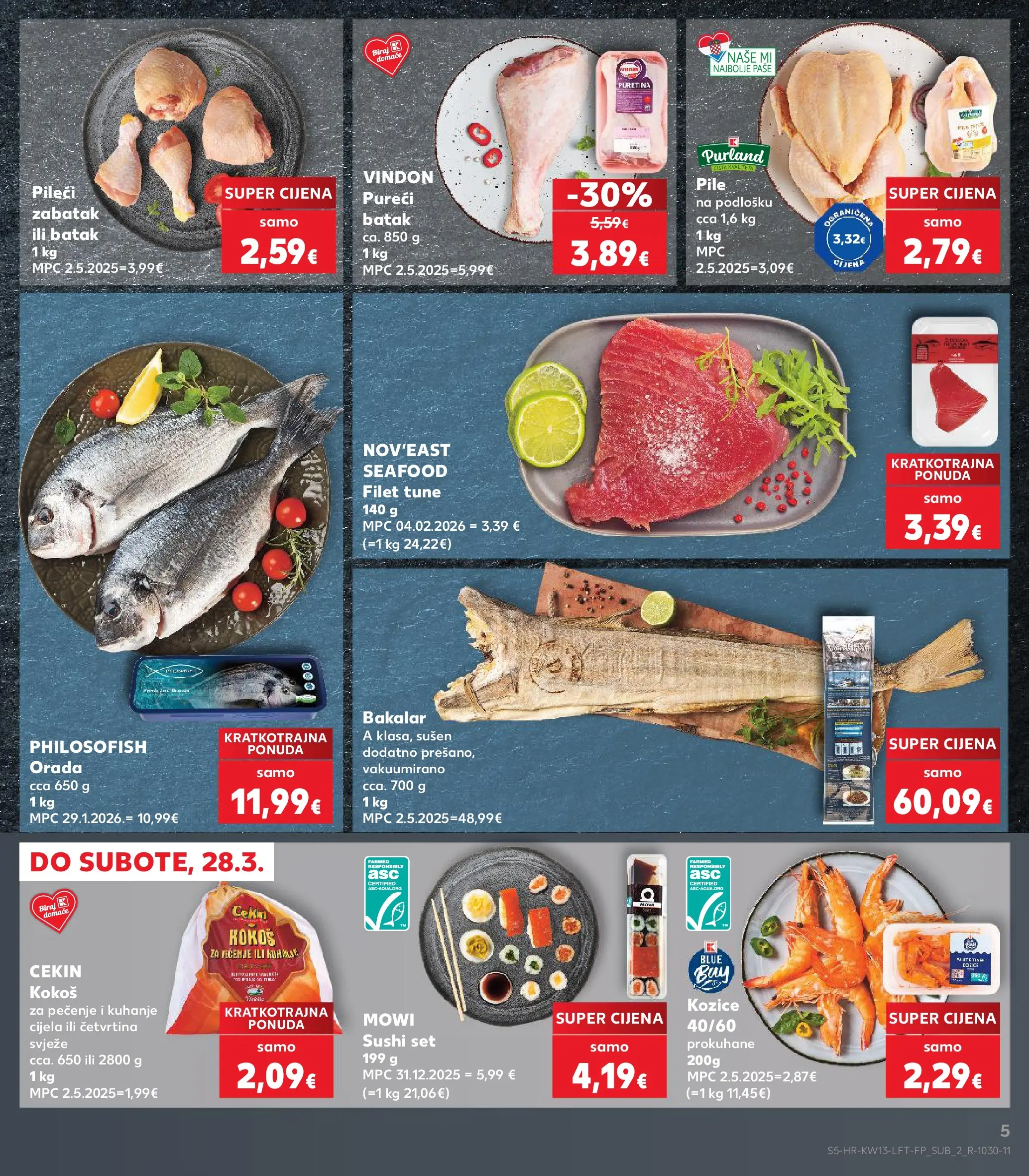 Kaufland - Kaufland katalog do 31.03.2026 novi od 24.03.2026 na listanje > letak digitalni | Stranica: 5 | Proizvodi: Puretina, Sushi, Tuna, Kozice