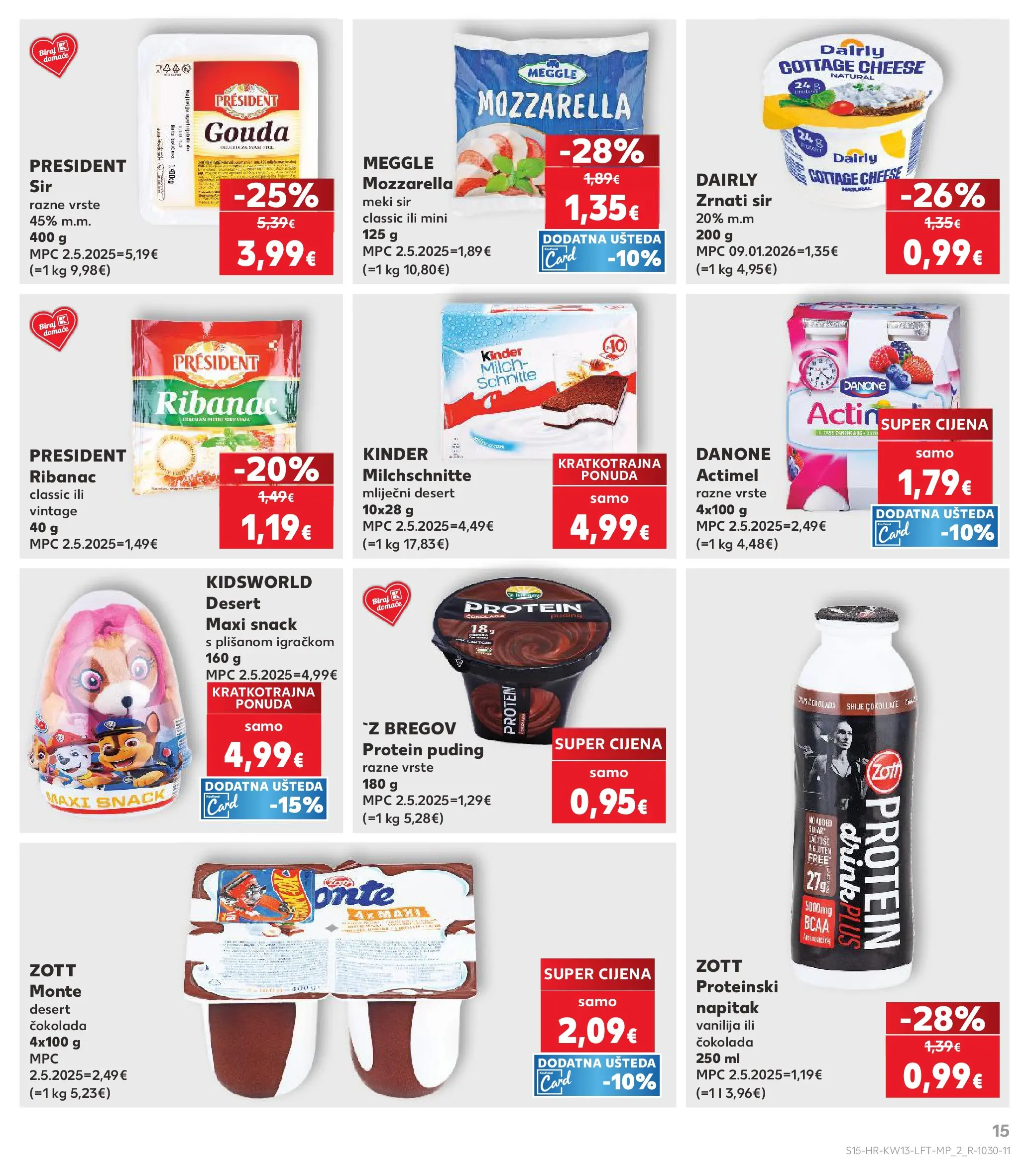 Kaufland - Kaufland katalog do 31.03.2026 novi od 24.03.2026 na listanje > letak digitalni | Stranica: 15 | Proizvodi: Protein puding, Sir, Čokolada, Puding