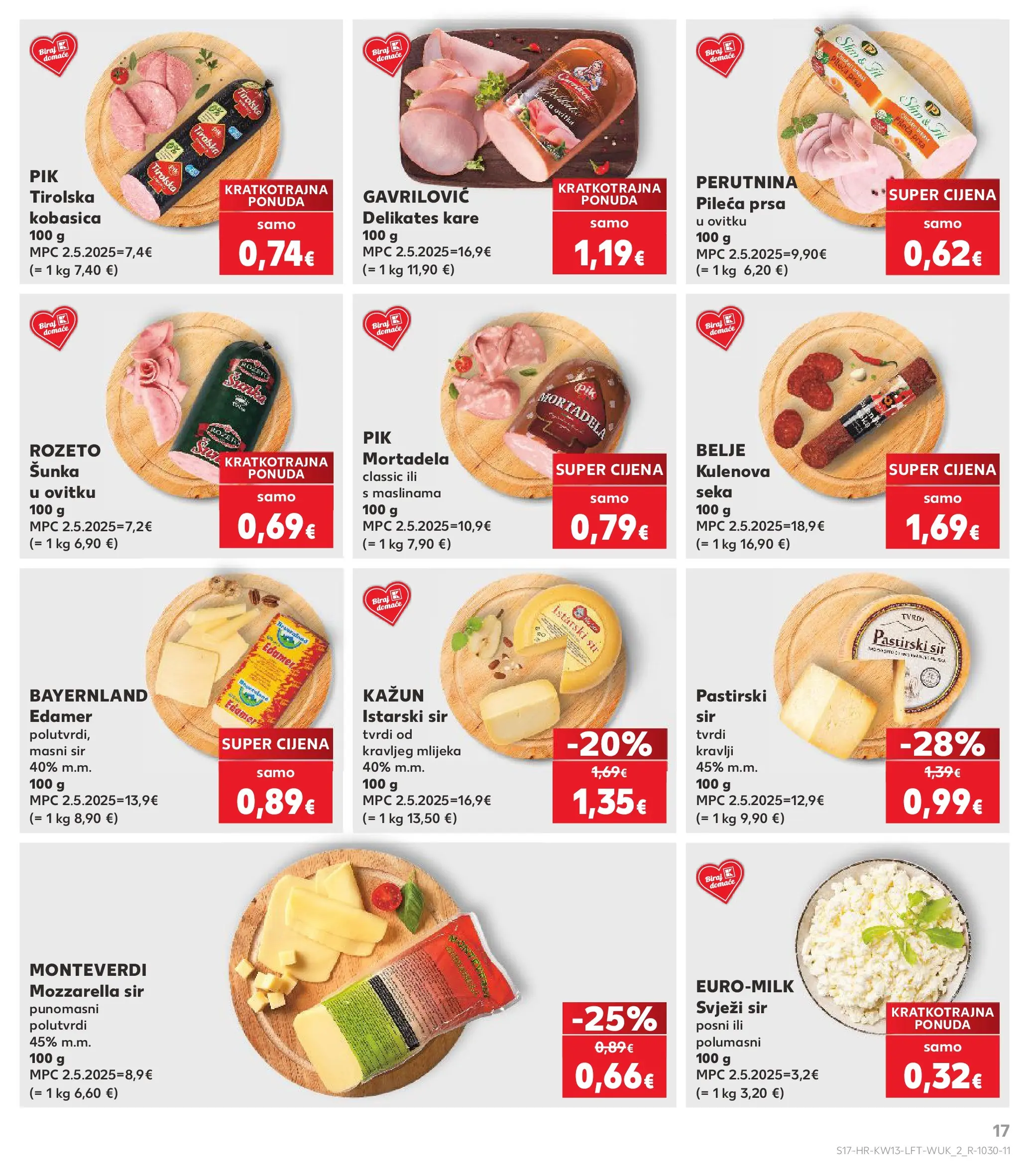 Kaufland - Kaufland katalog do 31.03.2026 novi od 24.03.2026 na listanje > letak digitalni | Stranica: 17 | Proizvodi: Mozzarella, Sir, Mortadela, Kobasica
