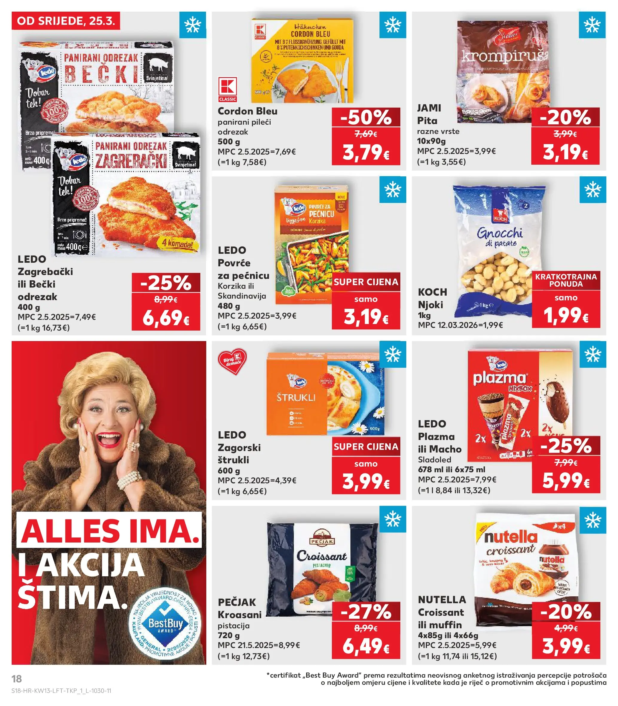 Kaufland - Kaufland katalog do 31.03.2026 novi od 24.03.2026 na listanje > letak digitalni | Stranica: 18 | Proizvodi: Nutella, Sladoled, Povrće, Gouda
