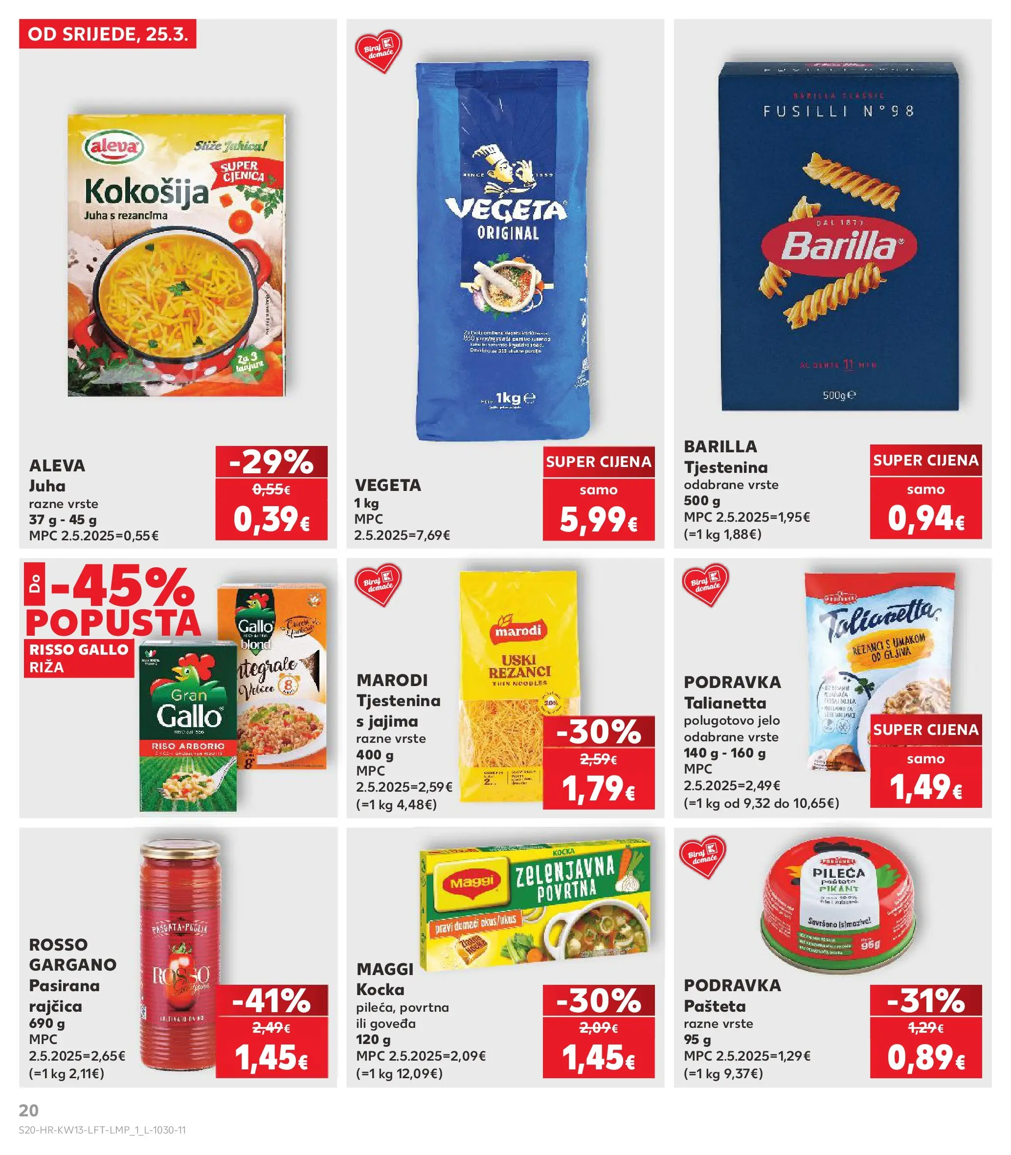 Kaufland - Kaufland katalog do 31.03.2026 novi od 24.03.2026 na listanje > letak digitalni | Stranica: 20 | Proizvodi: Podravka, Pašteta, Pasta, Vegeta