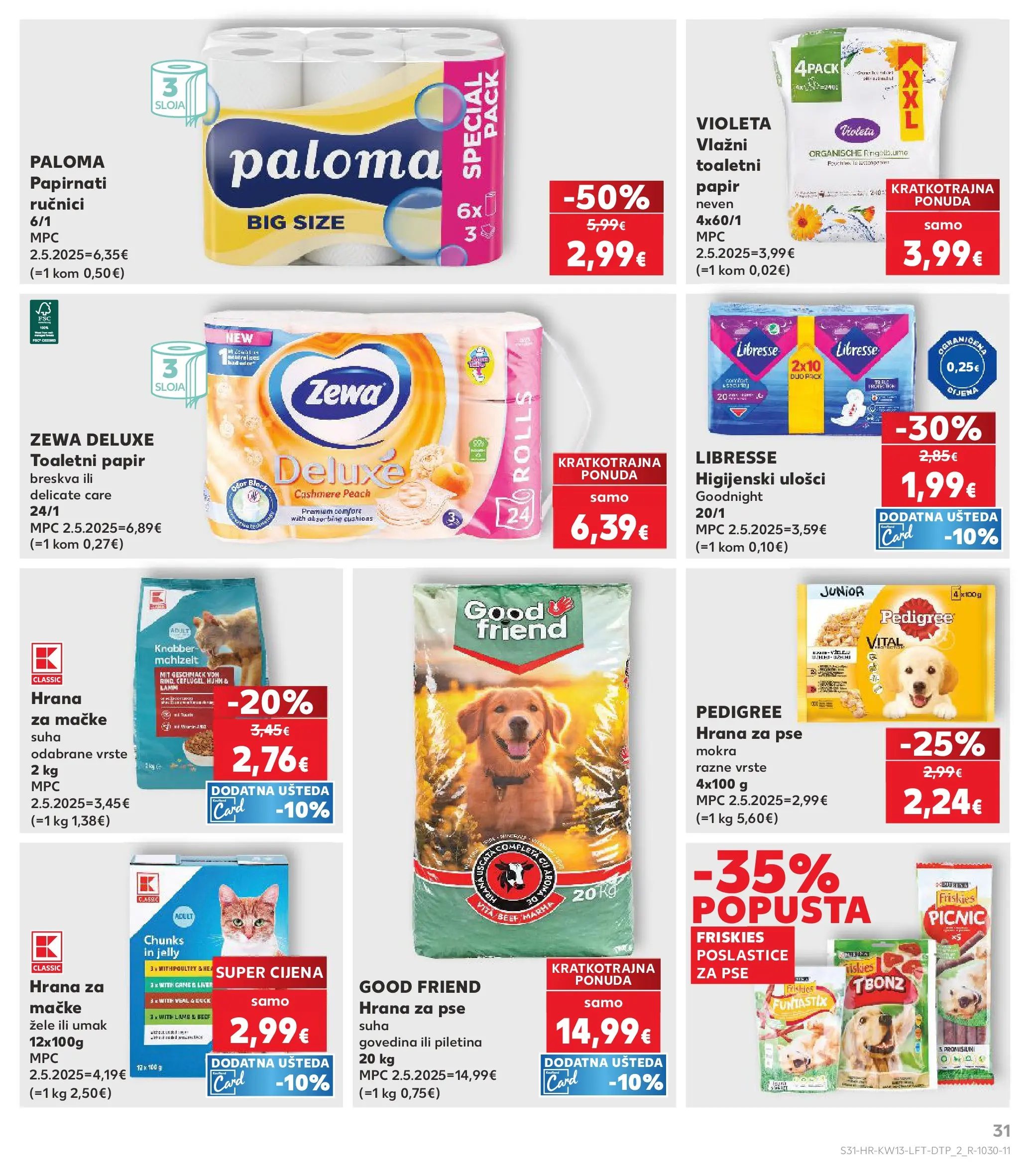Kaufland - Kaufland katalog do 31.03.2026 novi od 24.03.2026 na listanje > letak digitalni | Stranica: 31 | Proizvodi: Govedina, Toaletni papir, Hrana za mačke, Violeta