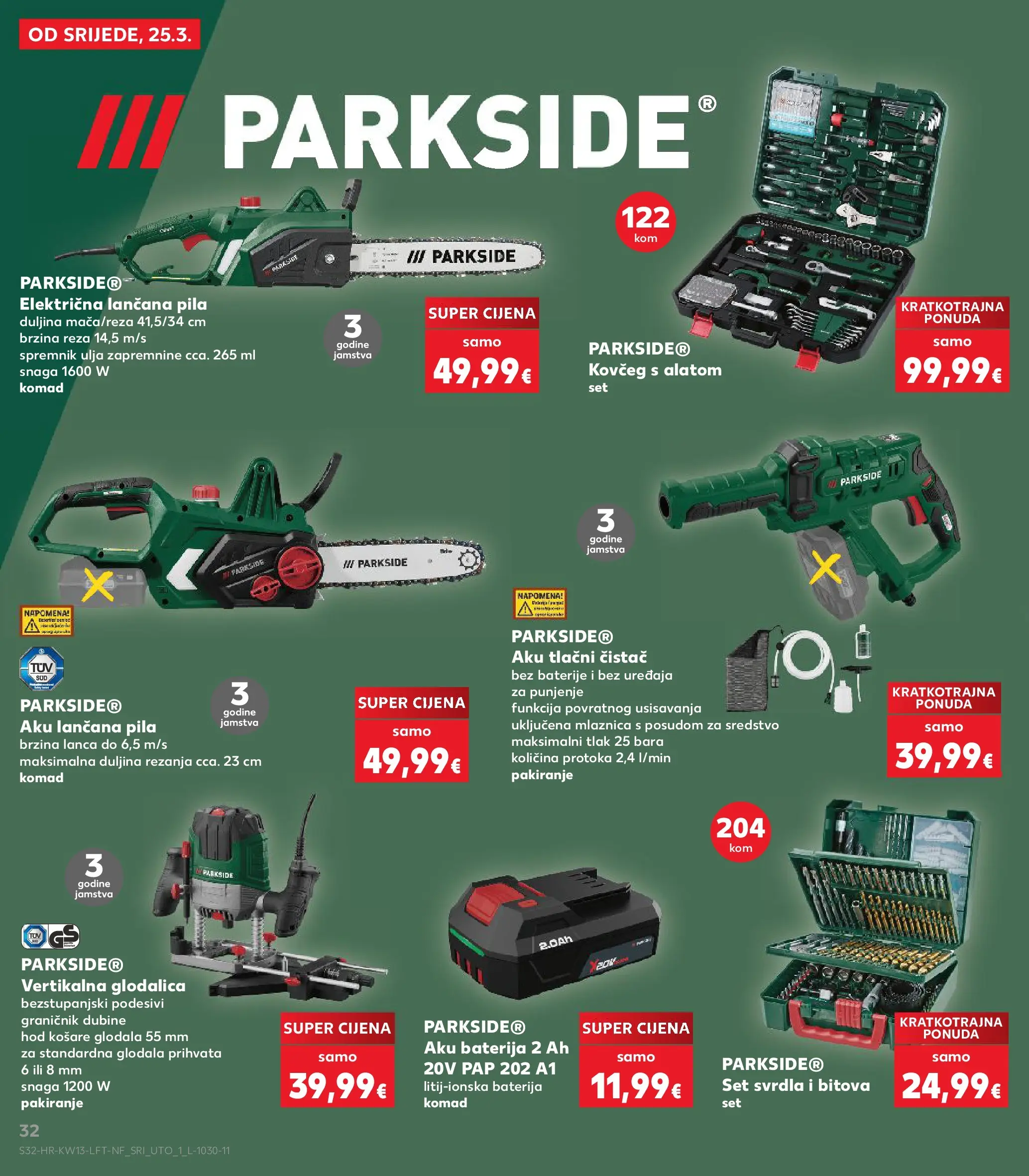 Kaufland - Kaufland katalog do 31.03.2026 novi od 24.03.2026 na listanje > letak digitalni | Stranica: 32 | Proizvodi: Baterija, Pila, Glodalica, Parkside